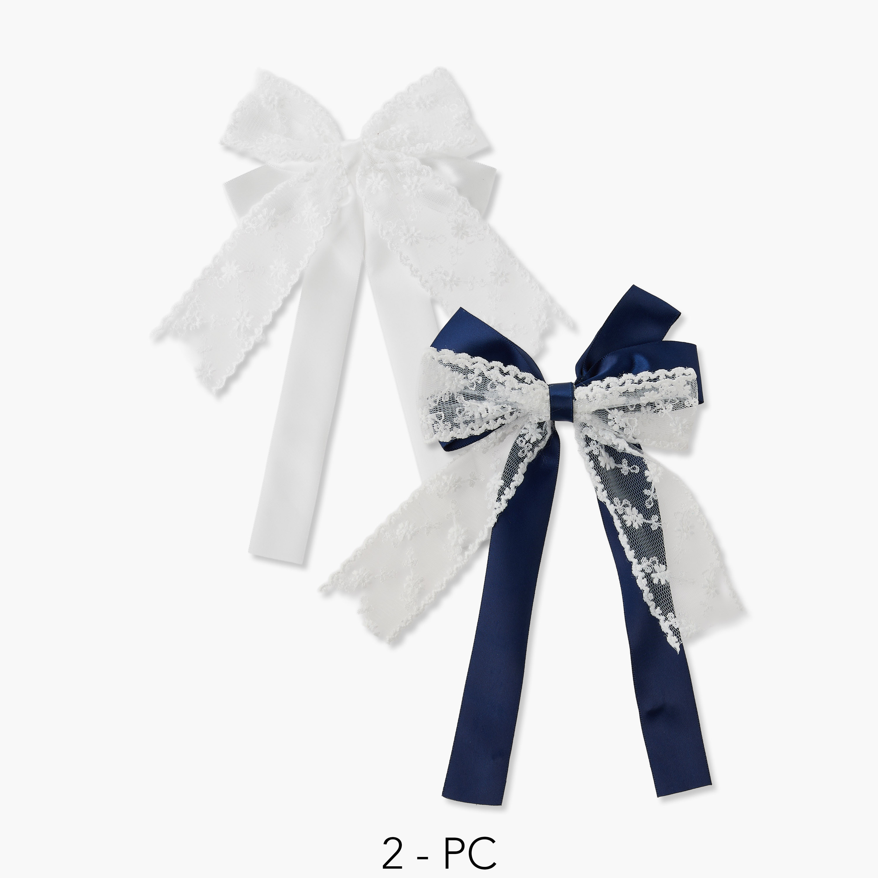 طقم مشابك شعر بفيونكة دانتيل قطعتين من تشارمز-baby-girls-accessories-hairaccessories-image-1