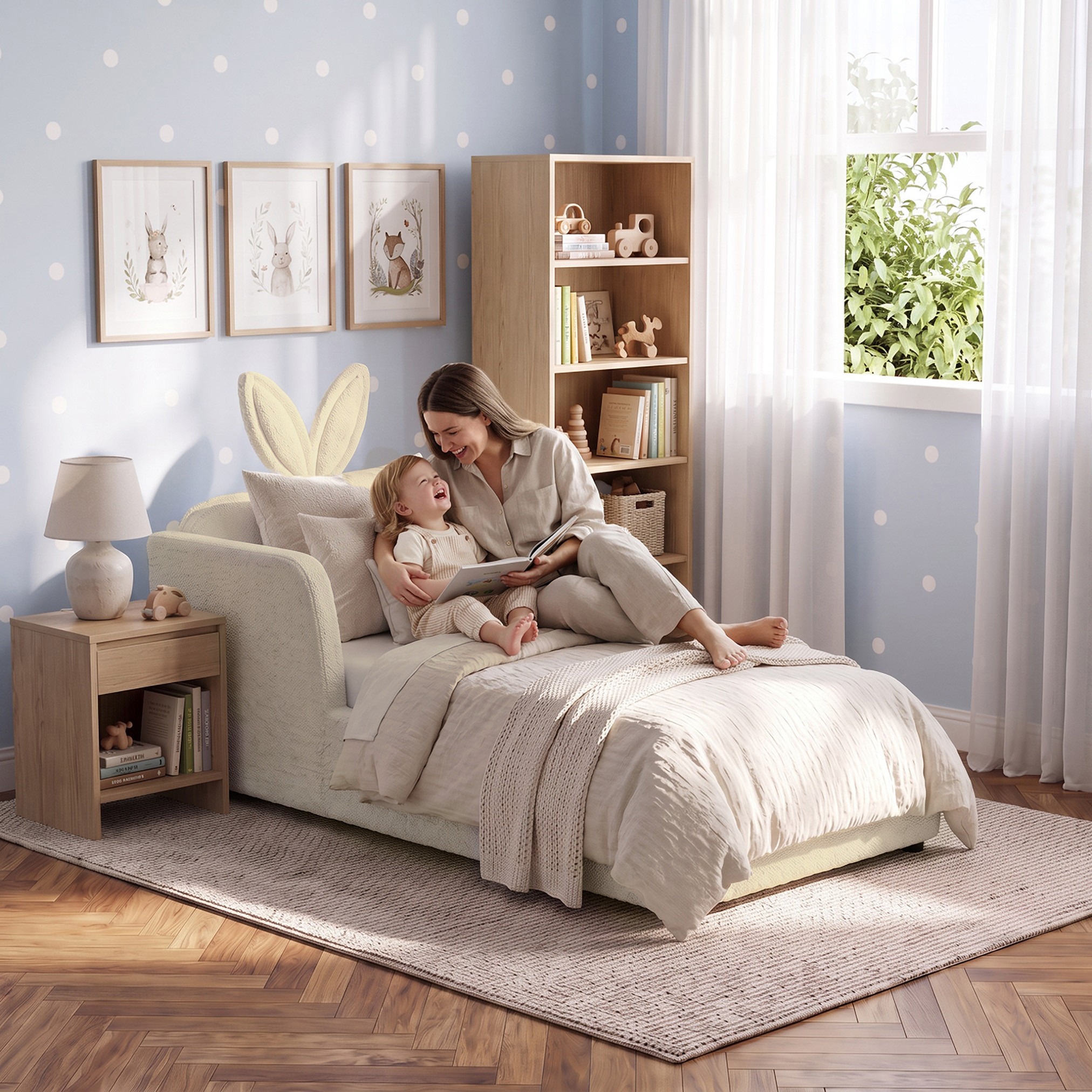 Juniors Toddler Bed with Bunny Headboard-baby-nursery-furniture-cribsandbeds-beds-image-3