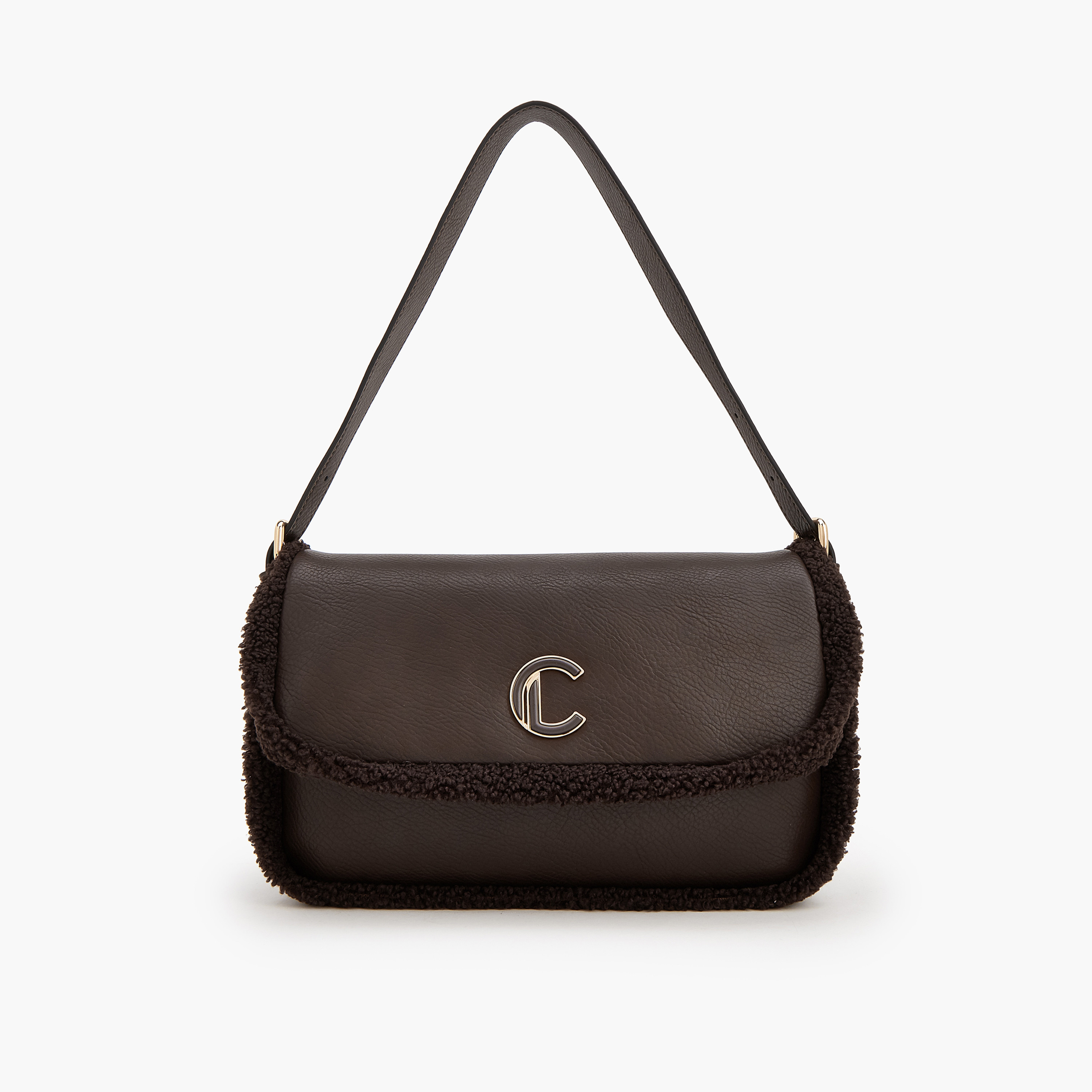 Le Confort Logo Shoulder Bag with Faux Fur Trim-women-bagsandwallets-handbags-image-1