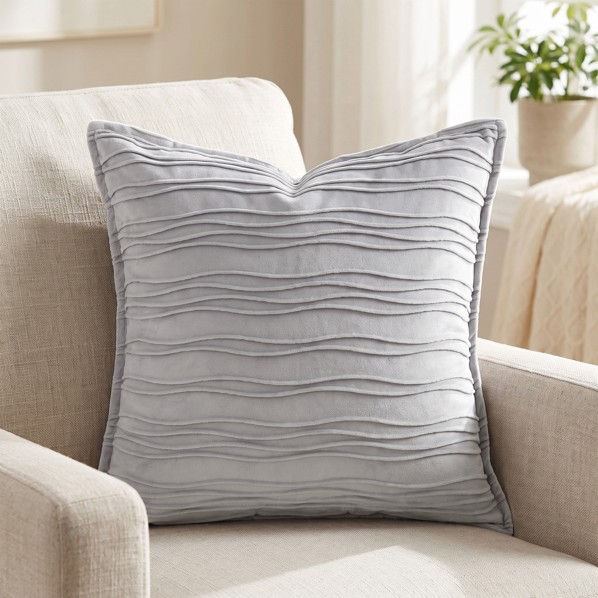 Pintuck Velvet Filled Cushion - 50x50 cms-household-cushionsandthrows-filledcushions-decorativecushions-image-1