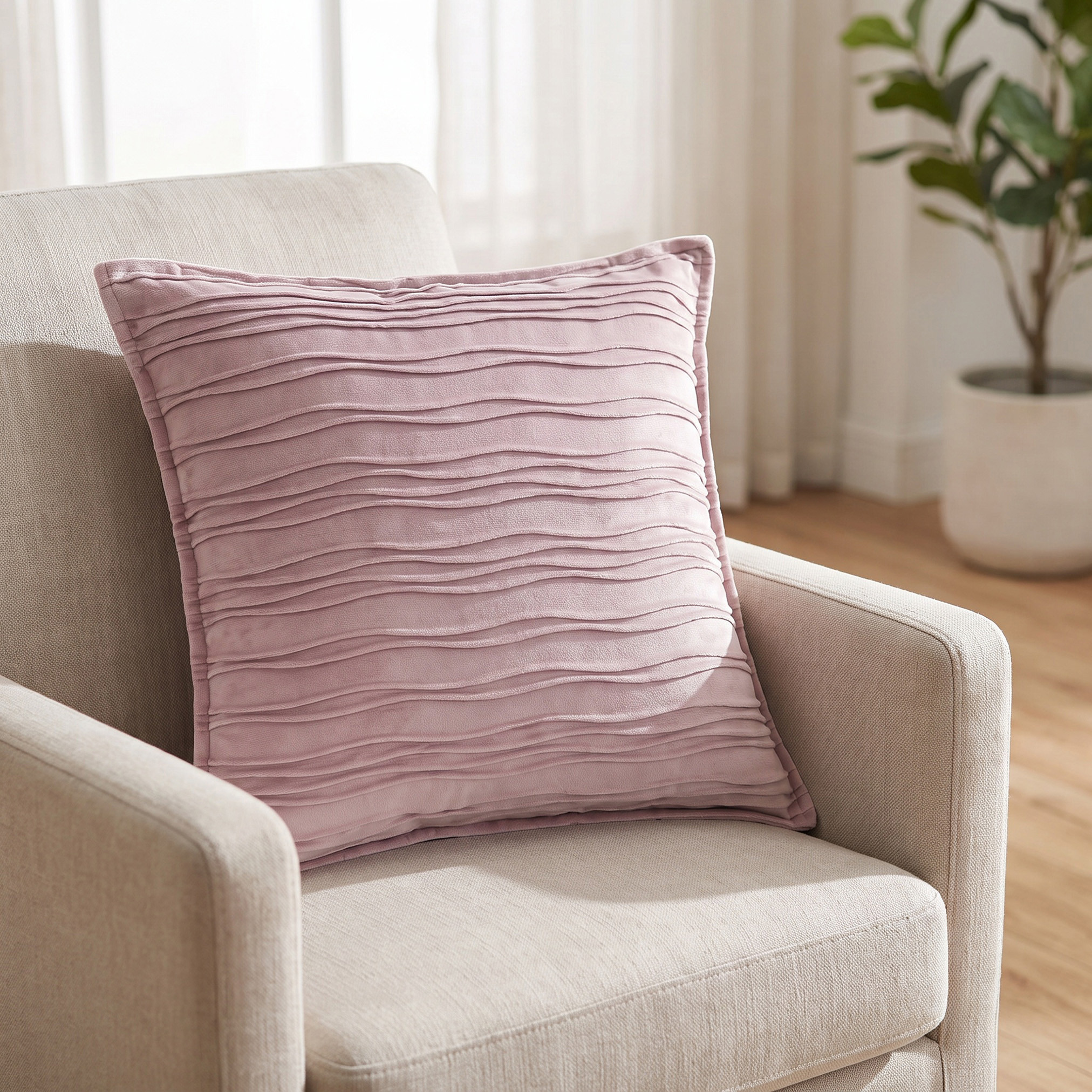 Pintuck Velvet Filled Cushion - 50x50 cms-household-cushionsandthrows-filledcushions-decorativecushions-image-1