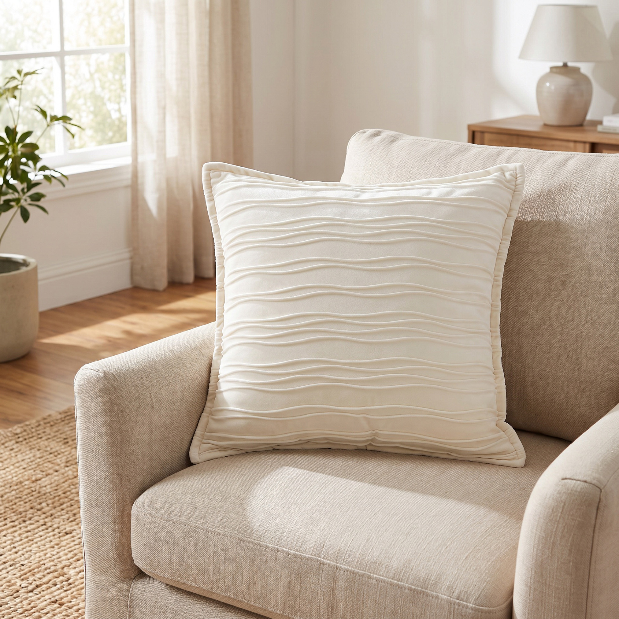Pintuck Velvet Filled Cushion - 50x50 cms-household-cushionsandthrows-filledcushions-decorativecushions-image-1