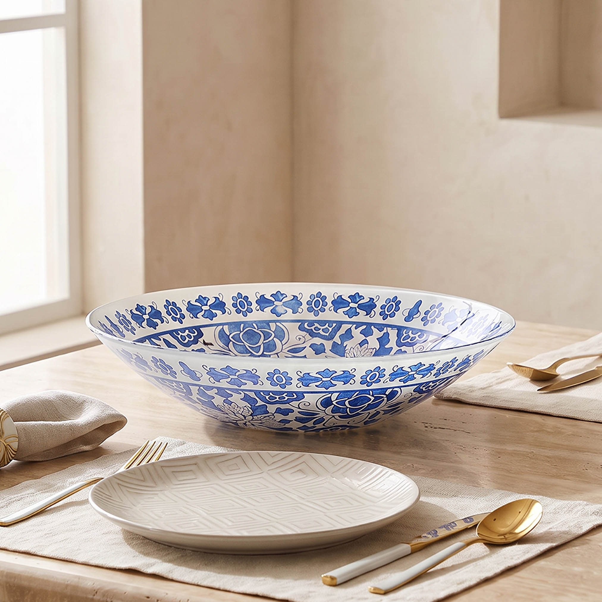 Zuhra Glass Serving Bowl - 30 cms-household-dining-dinnerware-bowls-image-2