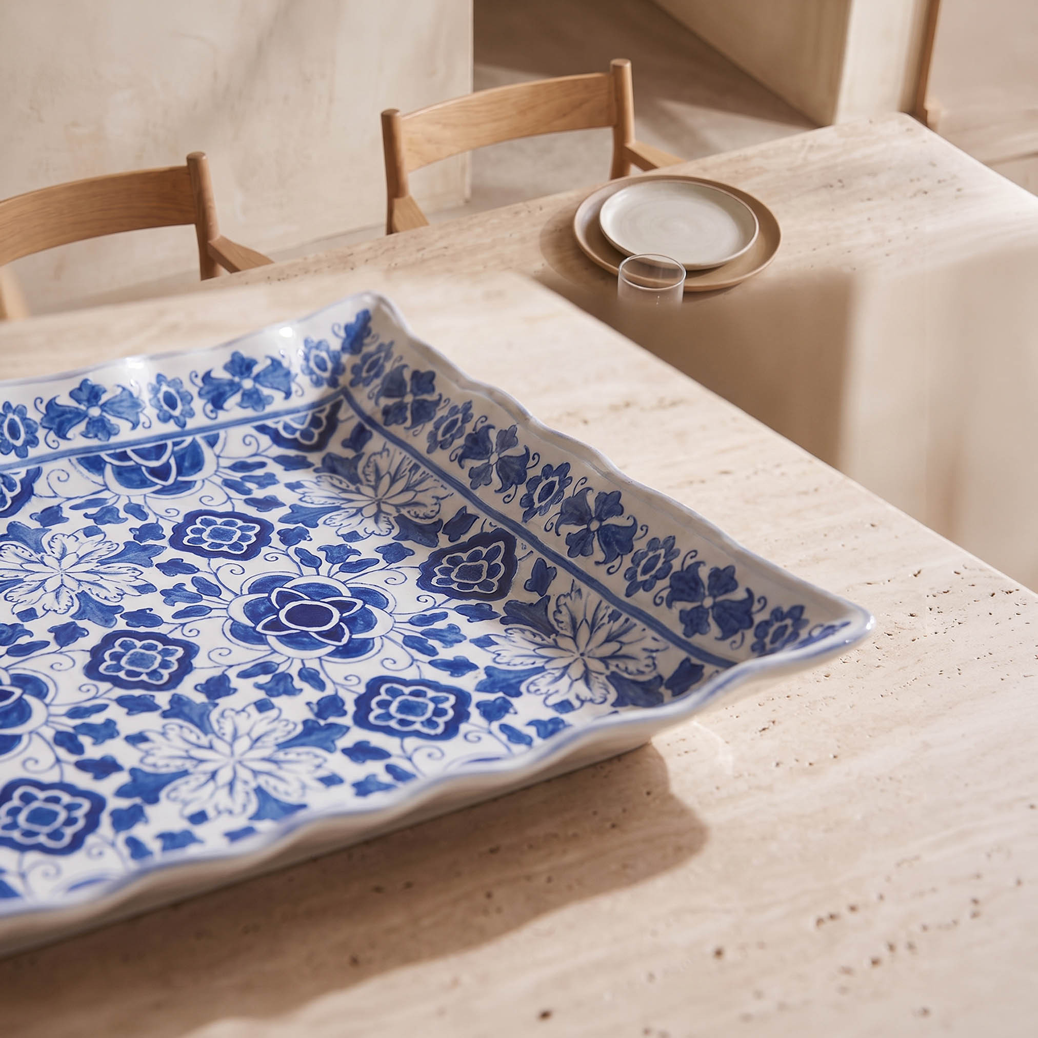 Zuhra Floral Print Glass Serving Platter - 21x31 cms-household-dining-serveware-servingplatters-image-3