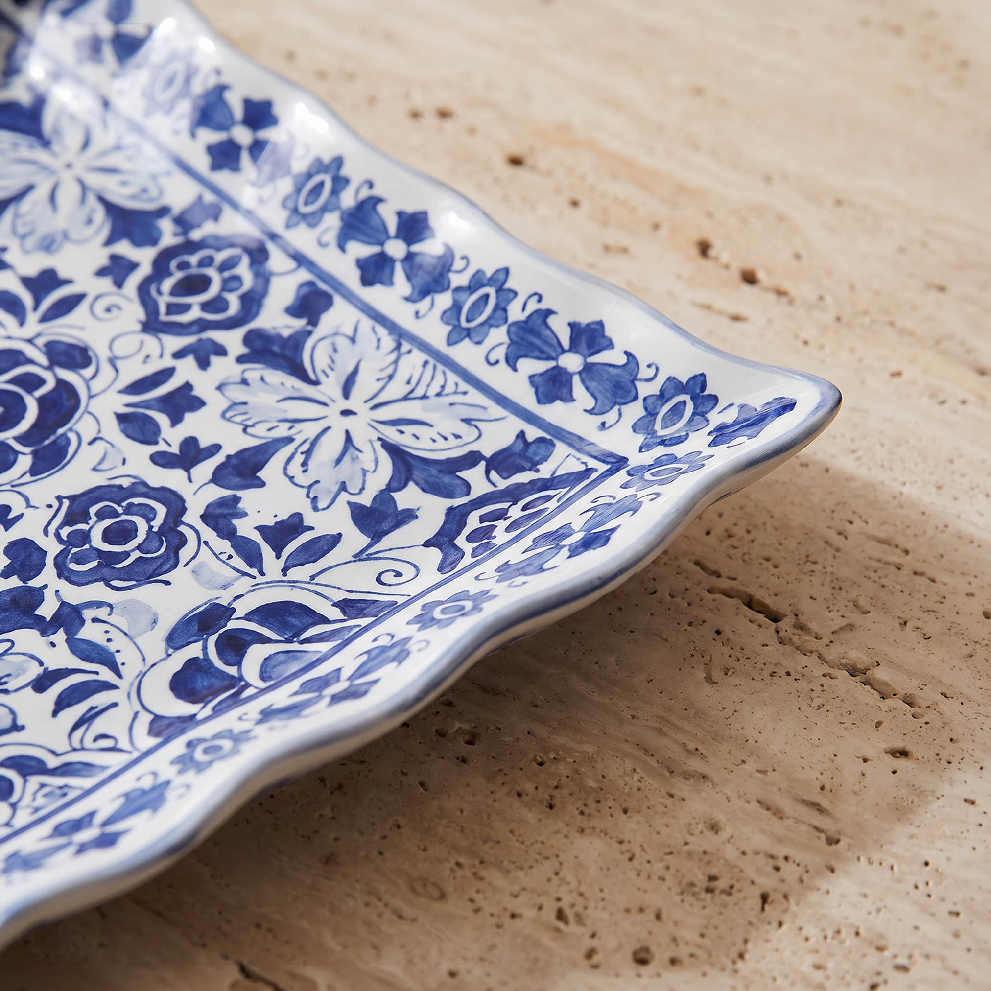 Zuhra Floral Print Glass Serving Platter - 26x36 cms-household-dining-serveware-servingplatters-image-3