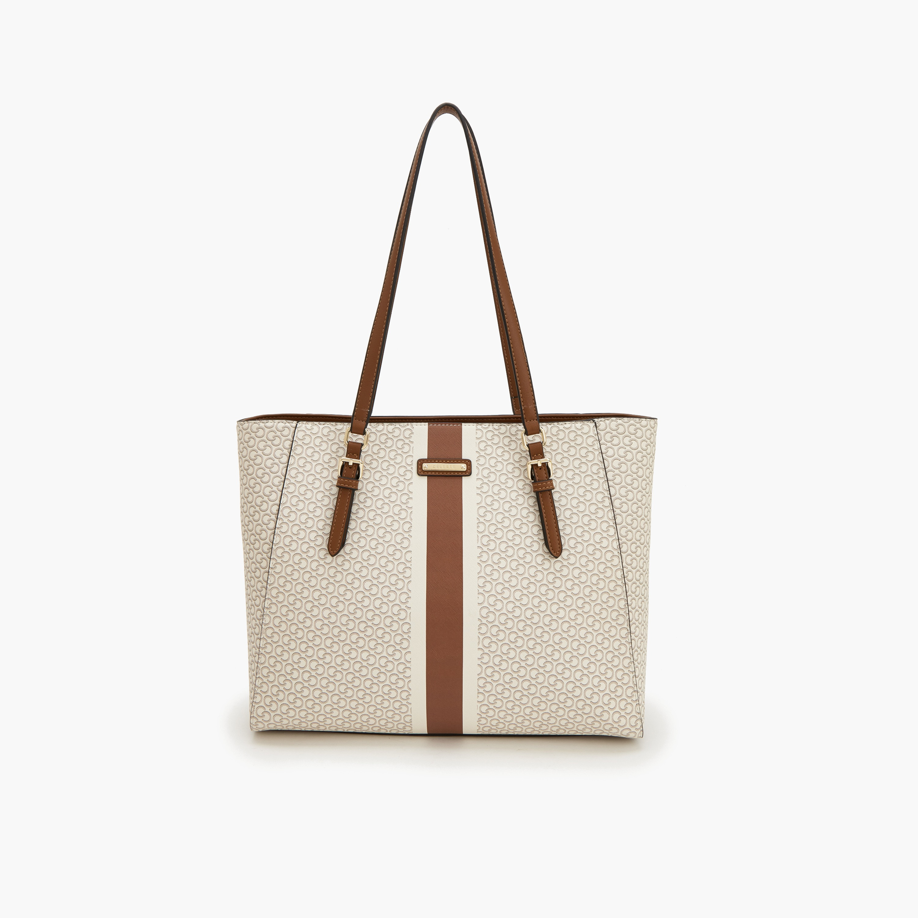 Celeste Monogram Print Tote Bag with Zip Closure-women-bagsandwallets-handbags-image-1