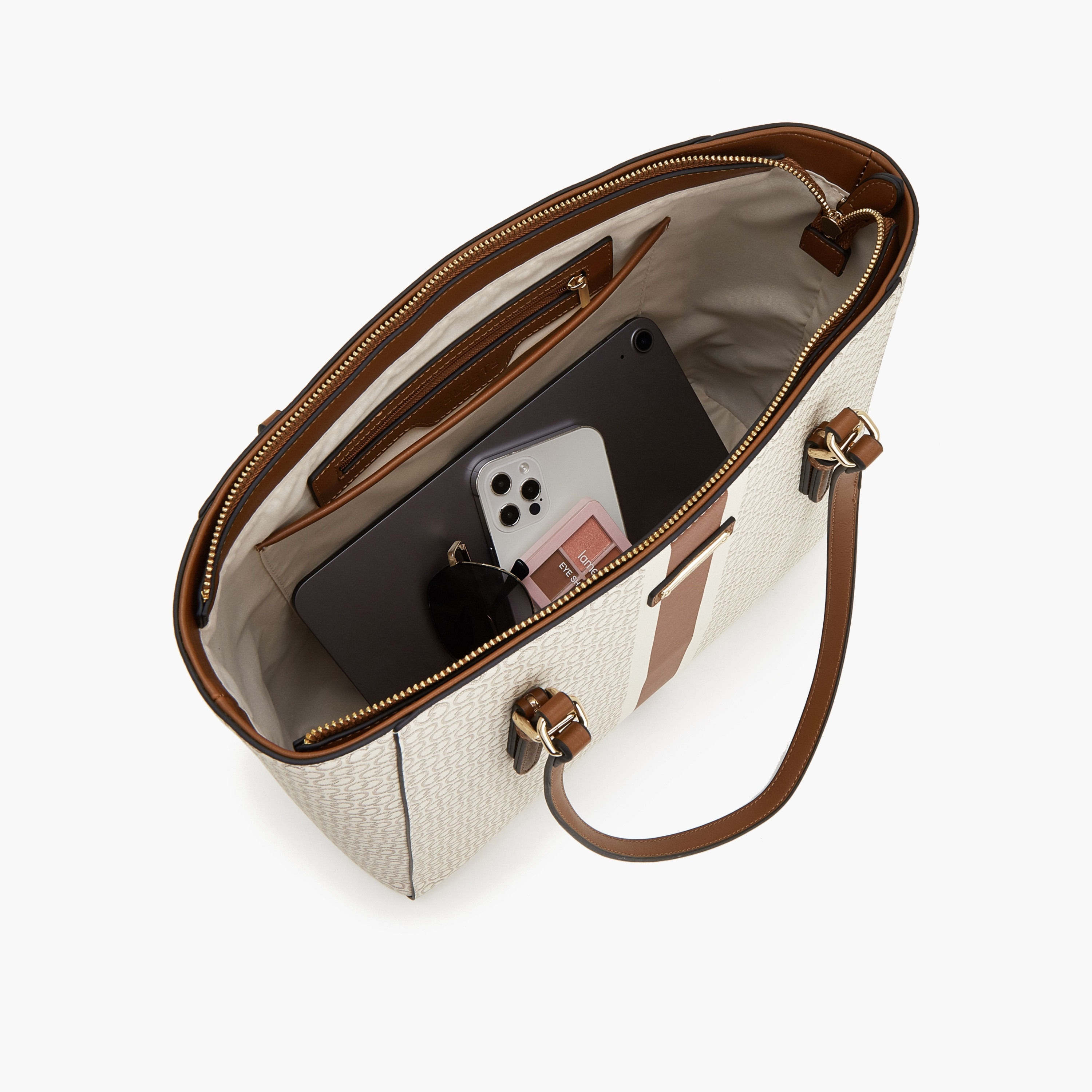 Celeste Monogram Print Tote Bag with Zip Closure-women-bagsandwallets-handbags-image-7