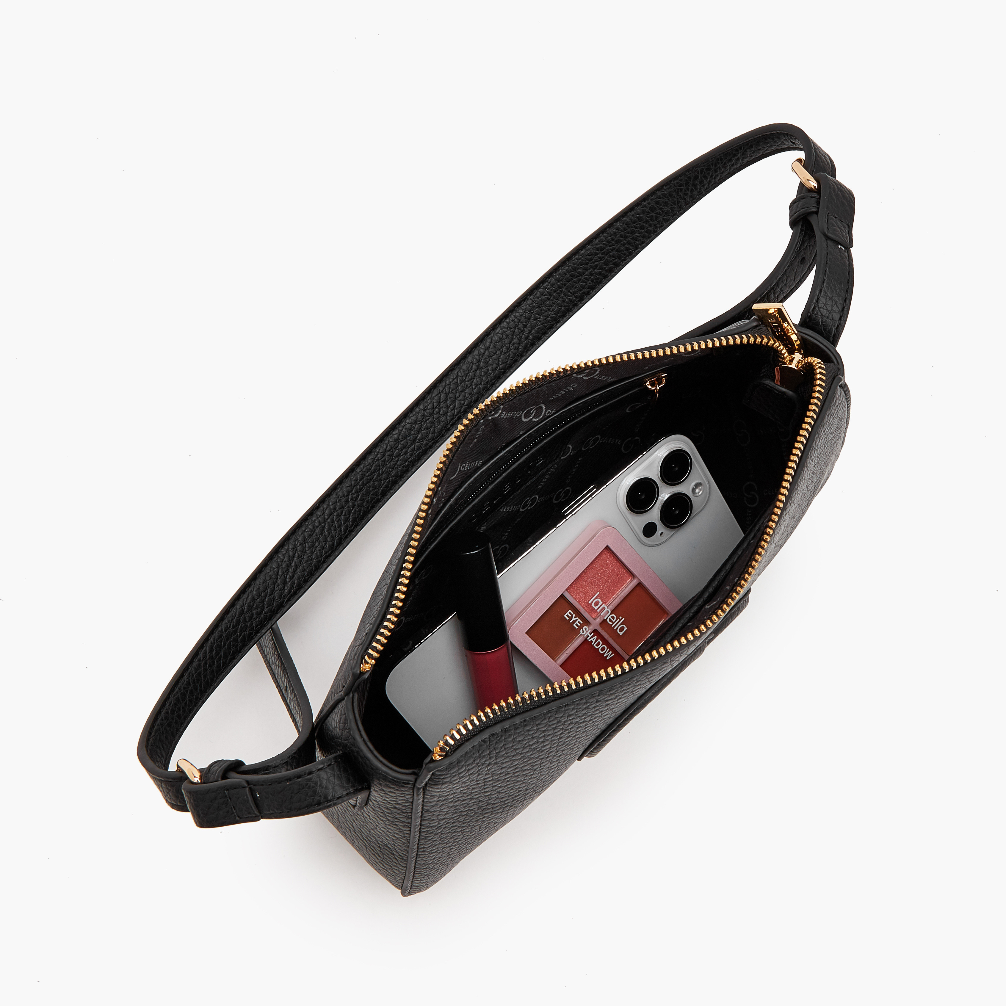 Celeste Textured Shoulder Bag with Logo Detail-women-bagsandwallets-handbags-image-7