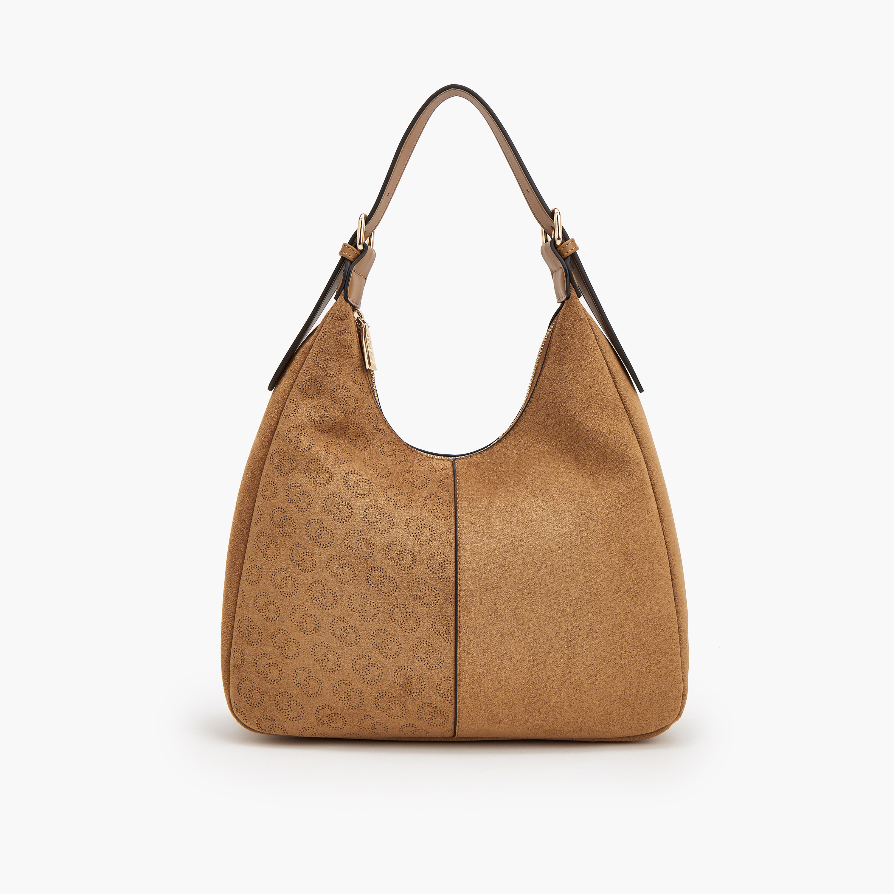 Celeste Suede Hobo Bag with Logo Detail-women-bagsandwallets-handbags-image-1