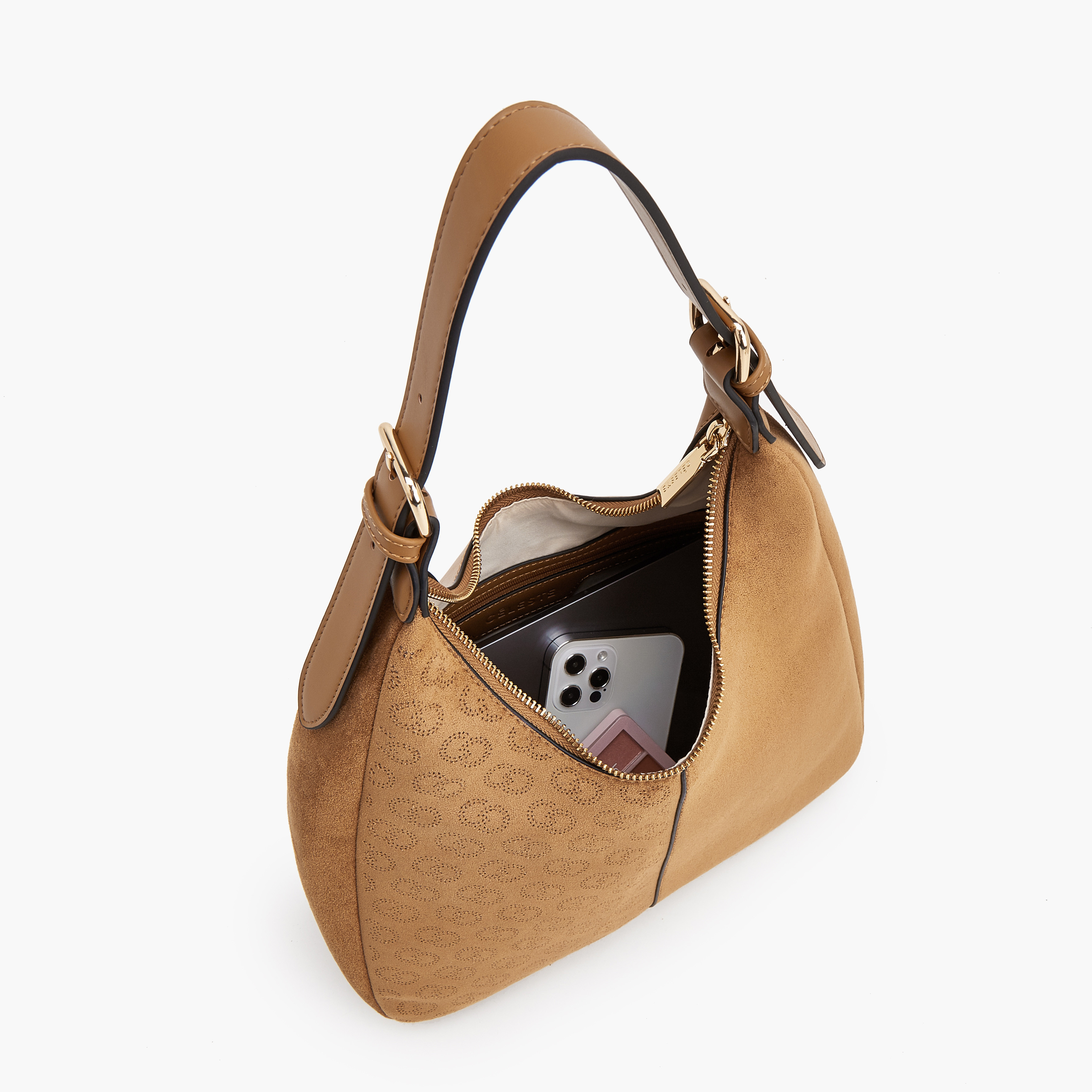 Celeste Suede Hobo Bag with Logo Detail-women-bagsandwallets-handbags-image-7