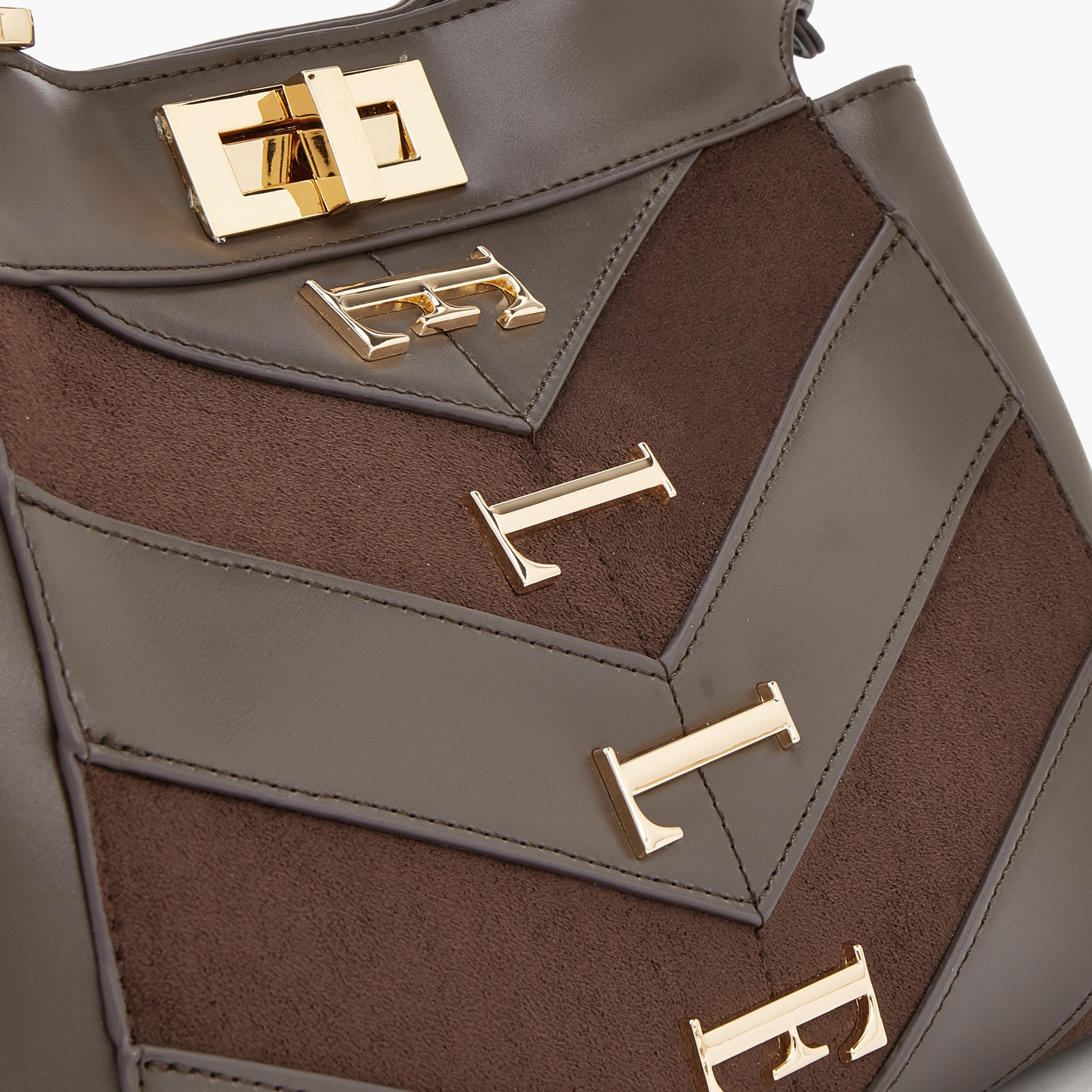 Elle Women Chevron Suede Tote Bag with Detachable Strap-women-bagsandwallets-handbags-image-4