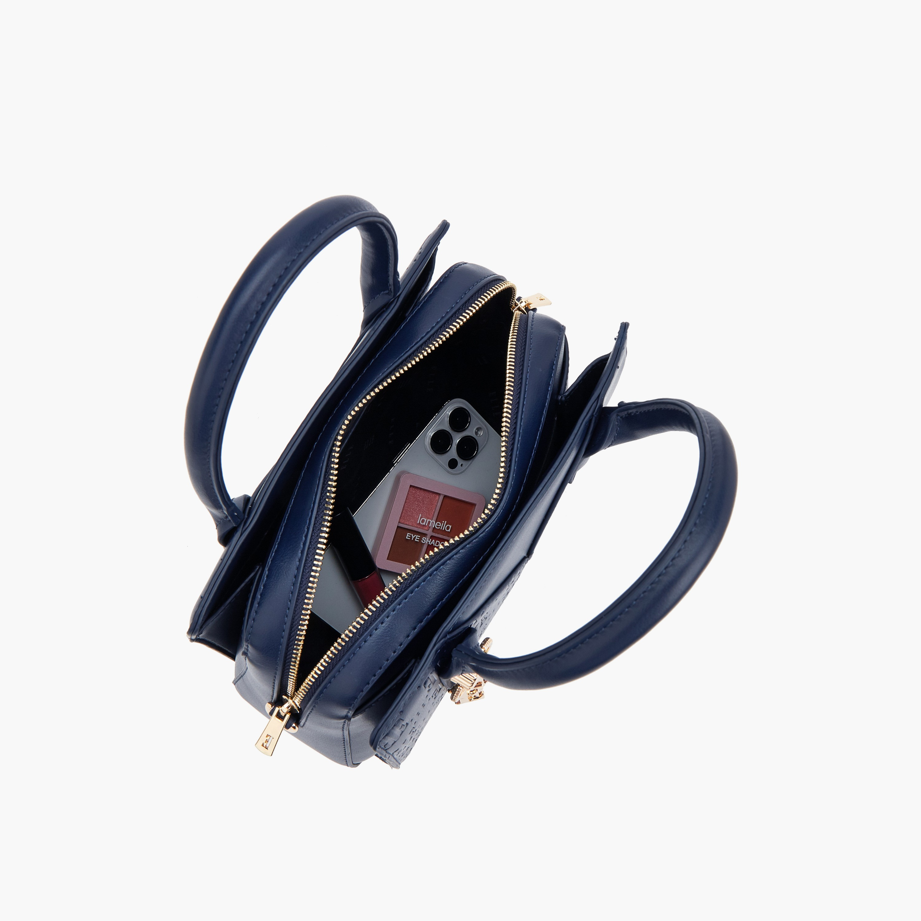 Elle Textured Tote Bag with Zip Closure-women-bagsandwallets-handbags-image-7