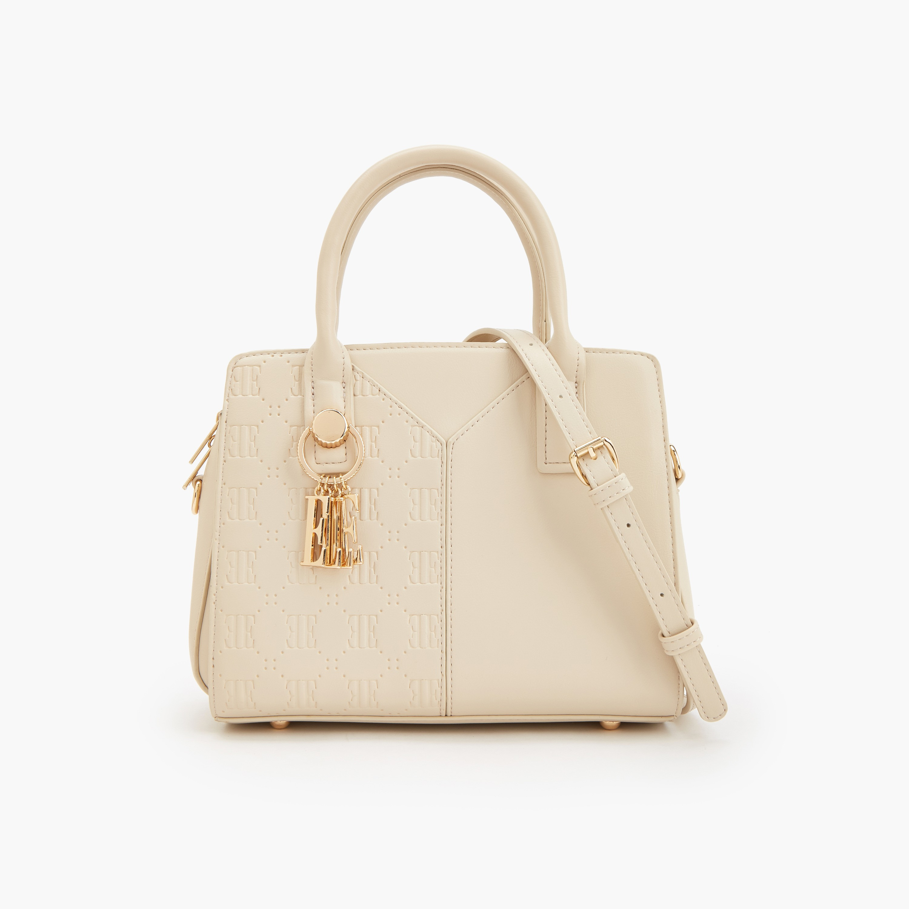 Elle Textured Tote Bag with Zip Closure-women-bagsandwallets-handbags-image-1