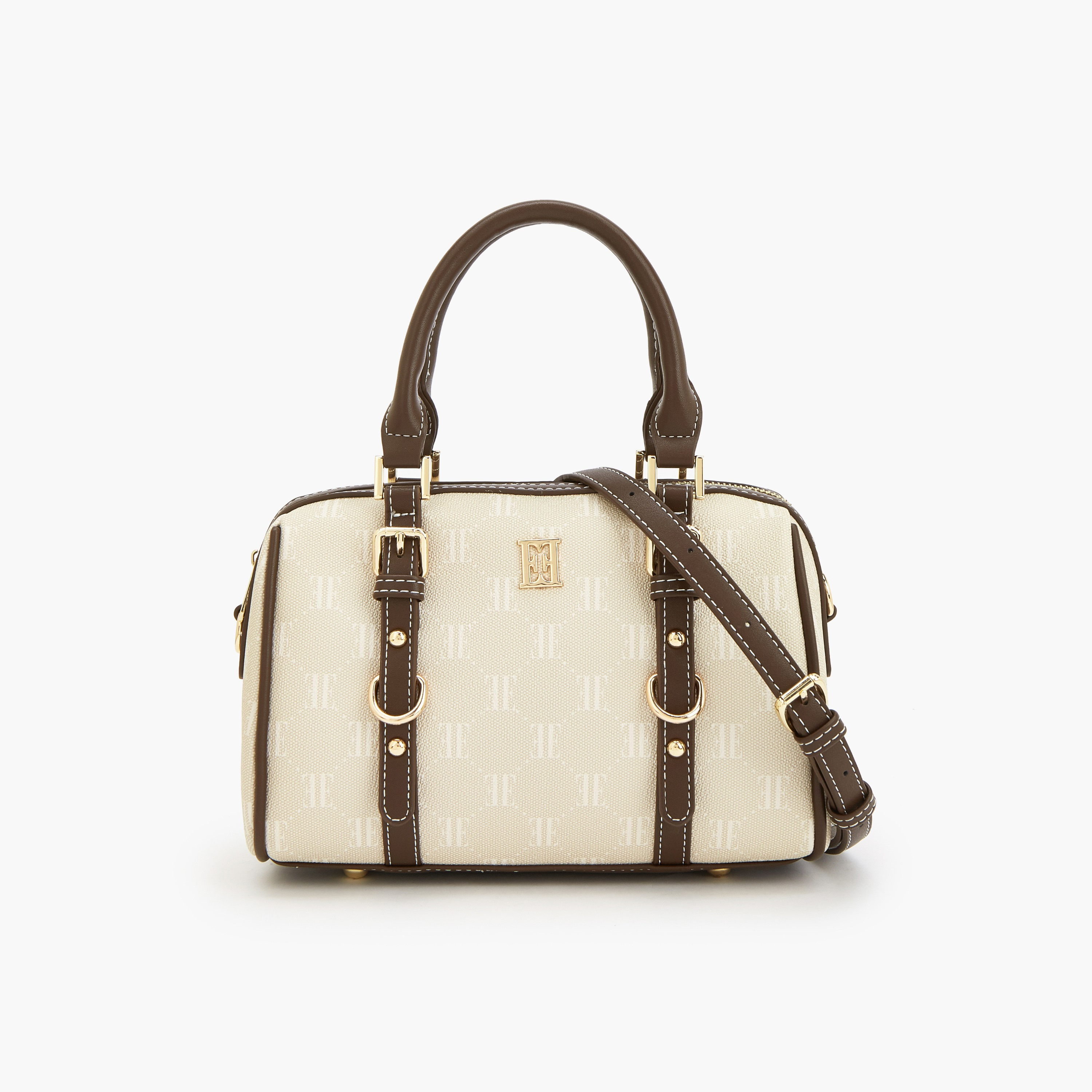 Elle Monogram Print Tote Bag with Detachable Strap-women-bagsandwallets-handbags-image-1