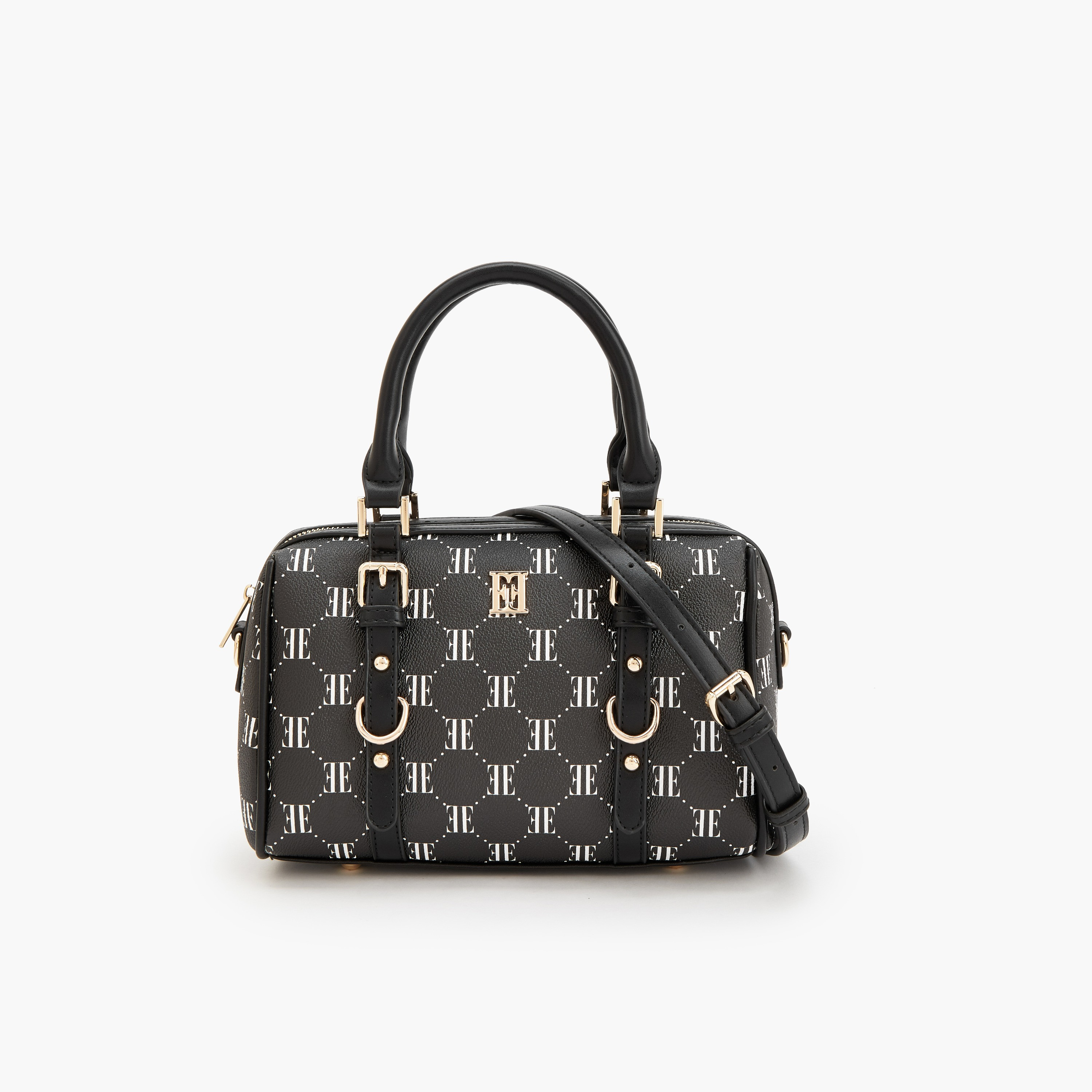 Elle Monogram Print Tote Bag with Detachable Strap-women-bagsandwallets-handbags-image-1