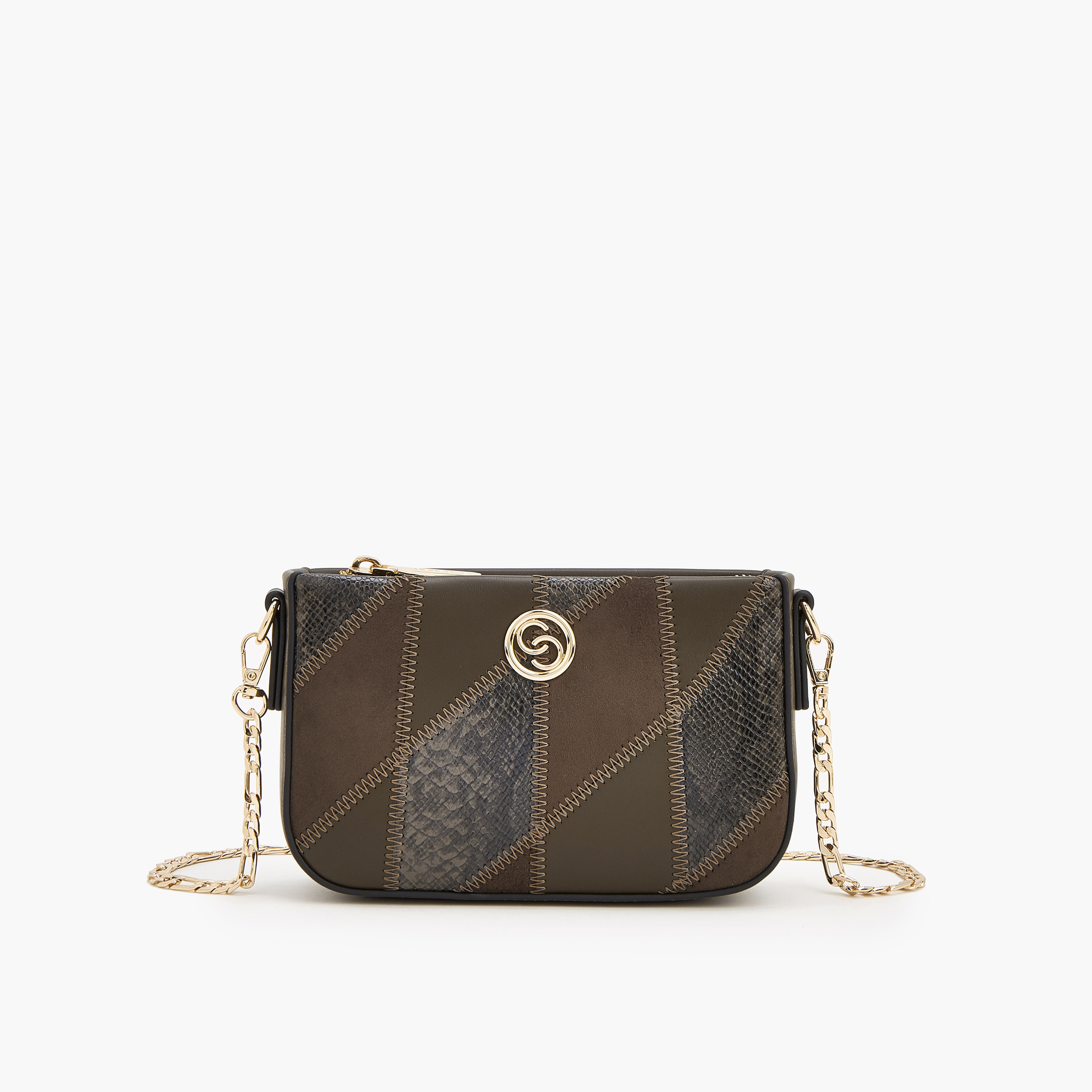 Celeste Textured Crossbody Bag with Chain Strap-women-bagsandwallets-handbags-image-1
