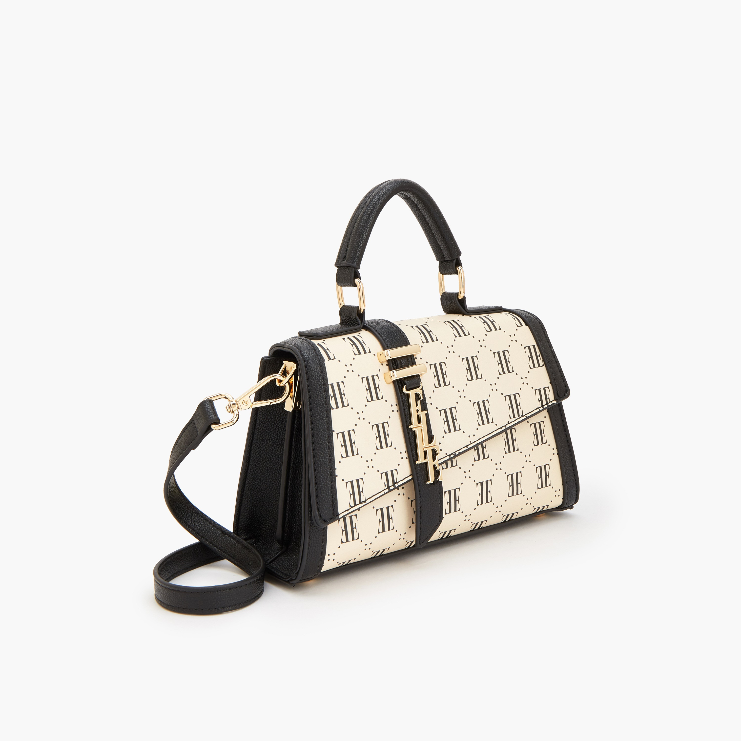 Elle Monogram Print Satchel Bag with Detachable Strap-women-bagsandwallets-handbags-image-3