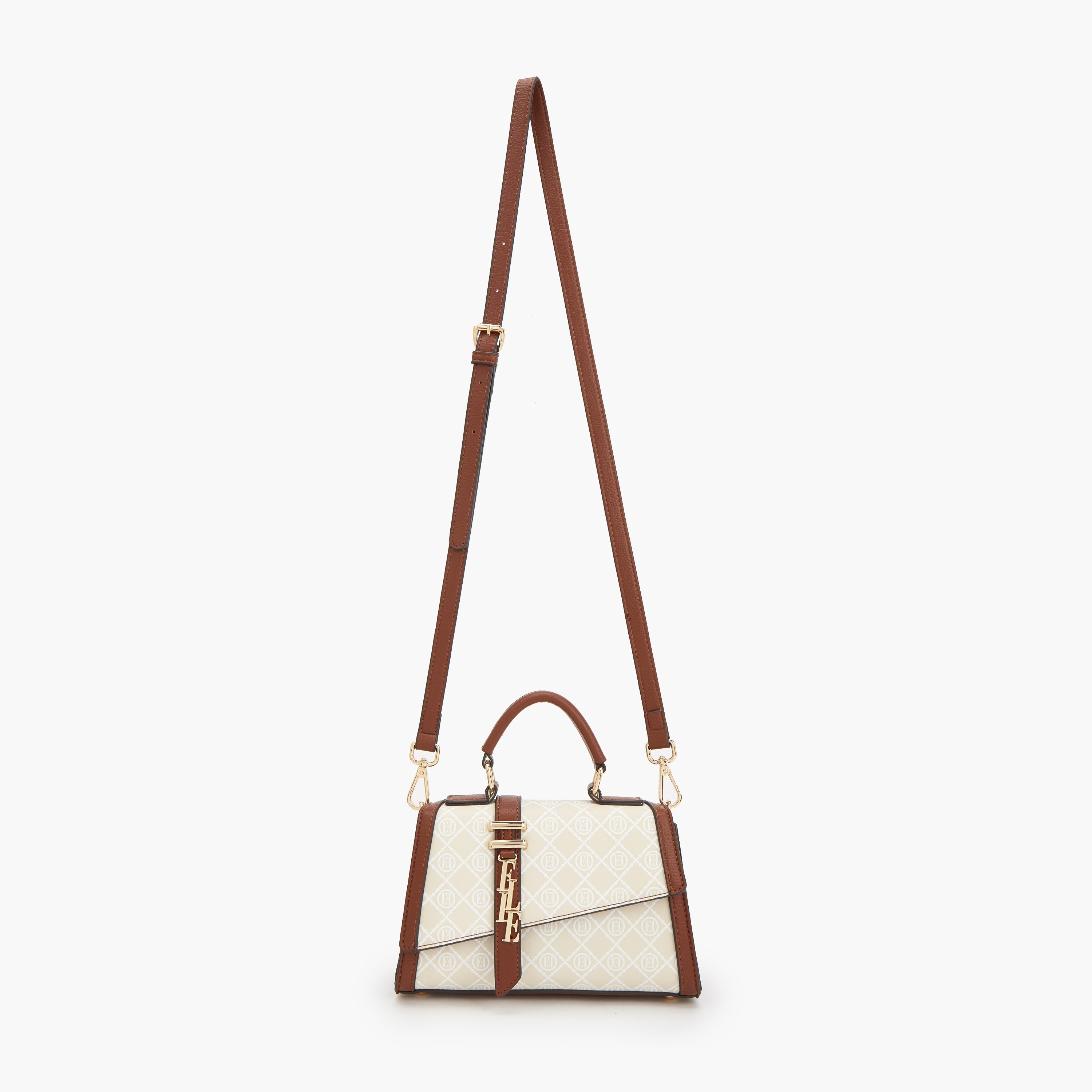 Elle Monogram Print Satchel Bag with Detachable Strap-women-bagsandwallets-handbags-image-2