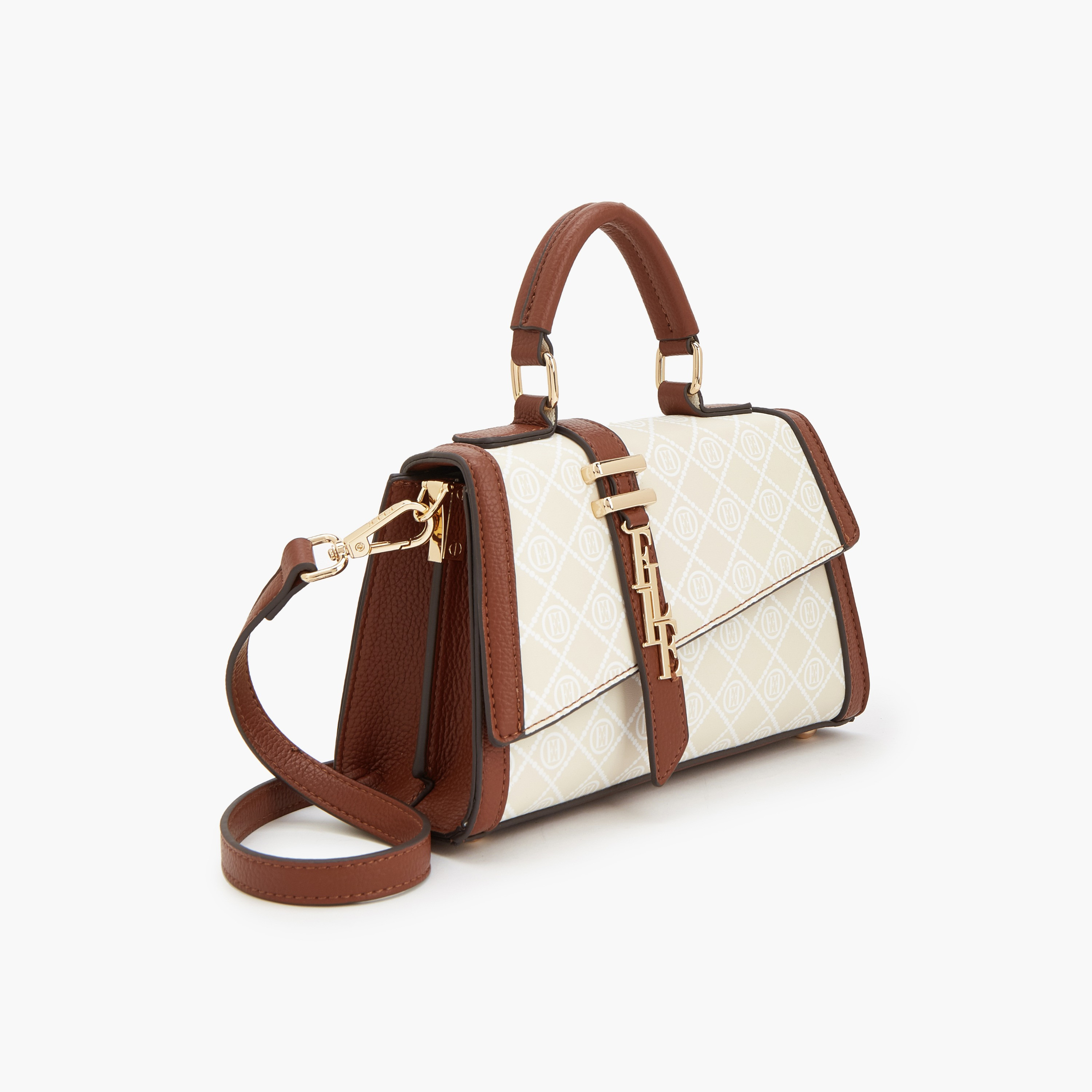 Elle Monogram Print Satchel Bag with Detachable Strap-women-bagsandwallets-handbags-image-3