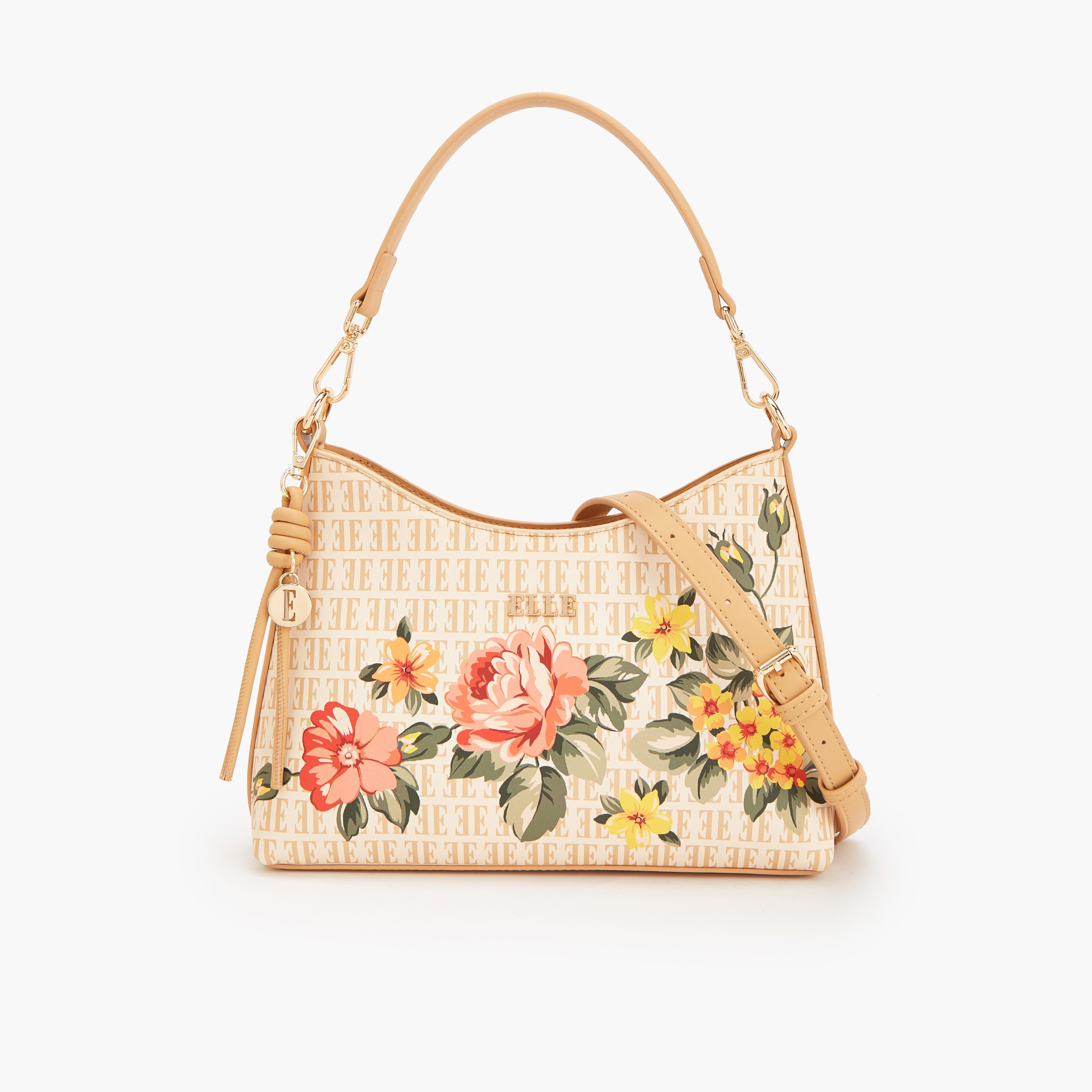 Elle Floral Print Shoulder Bag with Detachable Strap-women-bagsandwallets-handbags-image-1