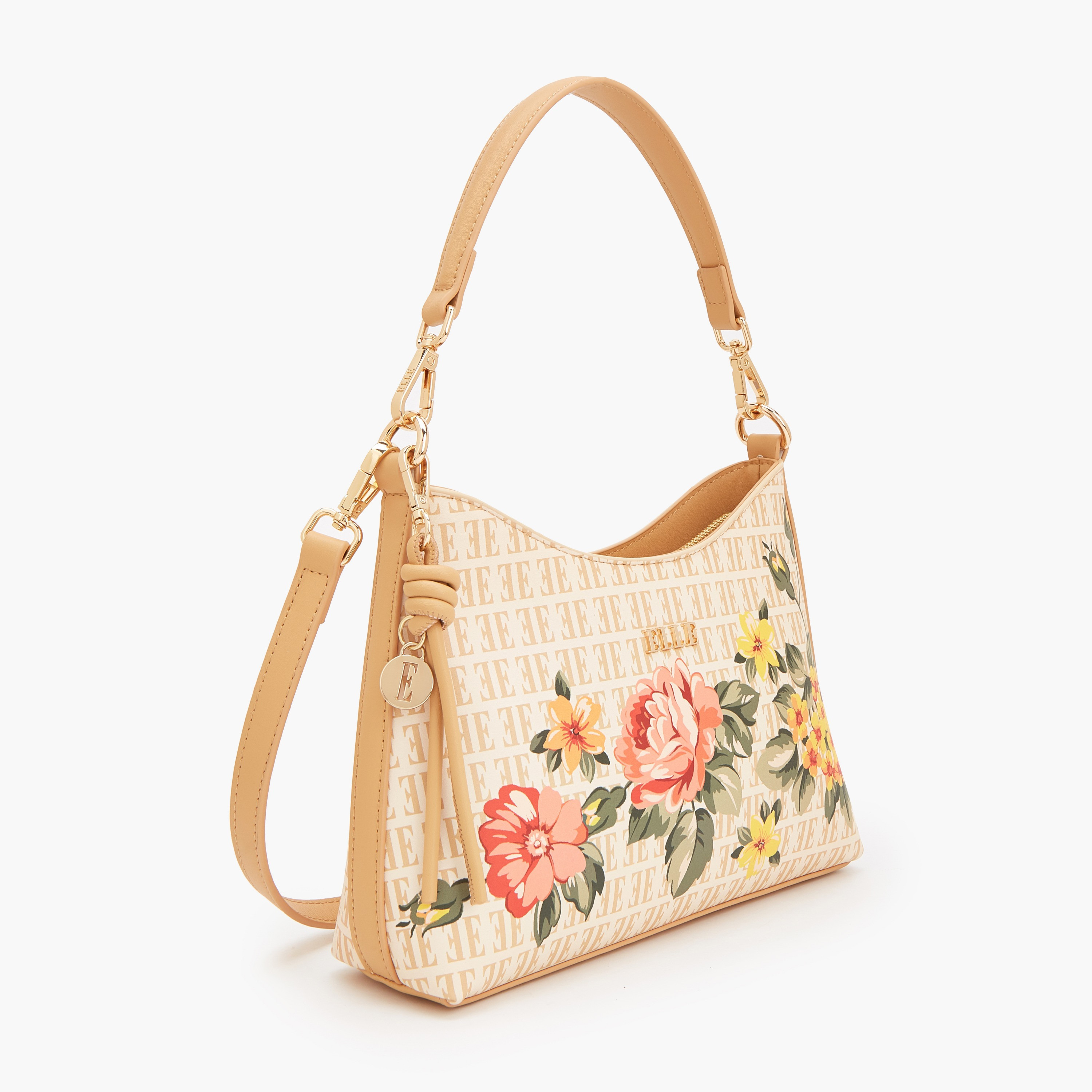 Elle Floral Print Shoulder Bag with Detachable Strap-women-bagsandwallets-handbags-image-3