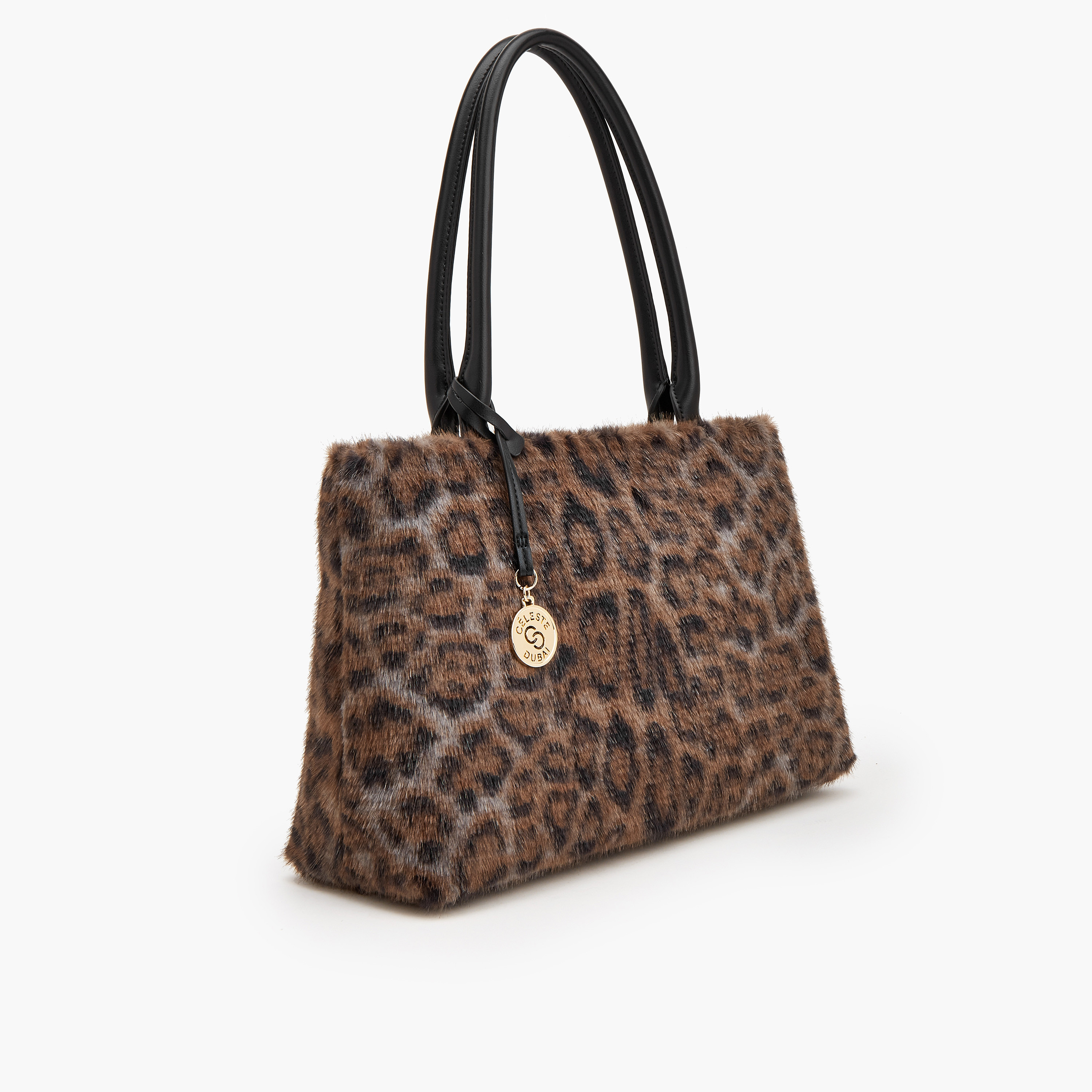 Celeste Animal Print Faux Fur Tote Bag with Zip Closure-women-bagsandwallets-handbags-image-2
