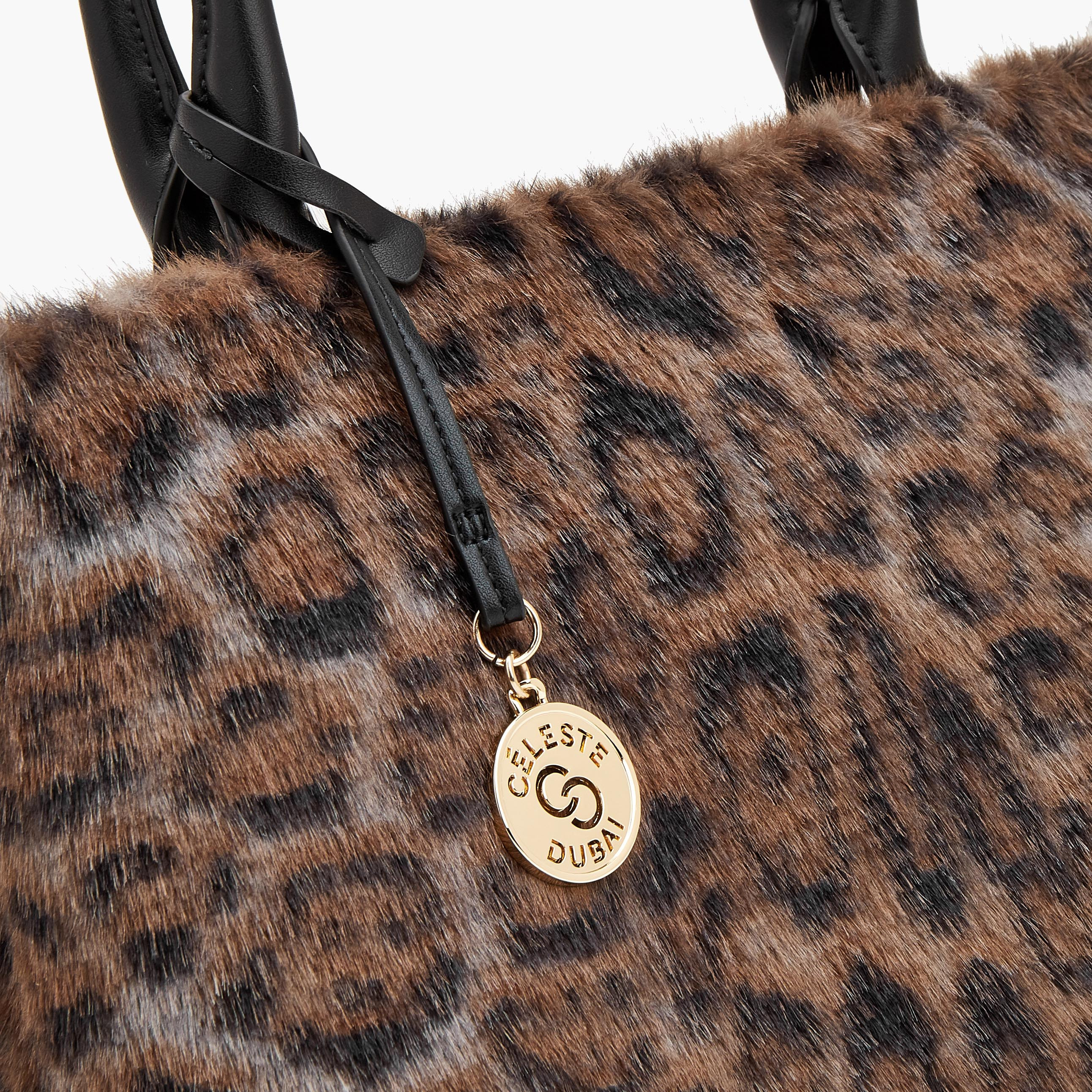 Celeste Animal Print Faux Fur Tote Bag with Zip Closure-women-bagsandwallets-handbags-image-3