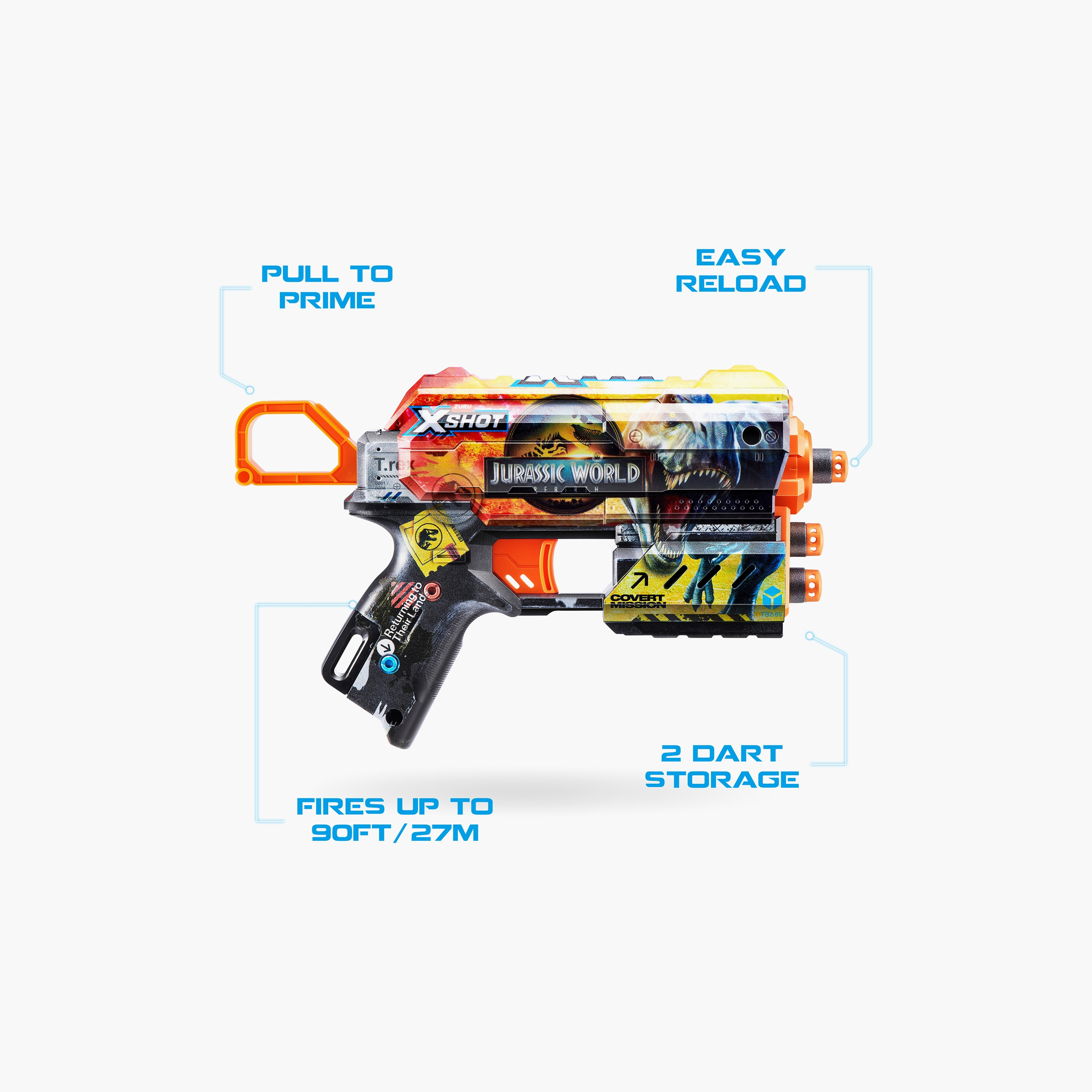 مسدس قاذف إكس-شوت فلوكس بتصميم جوراكسيك وورلد مع رصاصات إسفنجية-toys-outdoor-gunsandfoamblasters-image-4