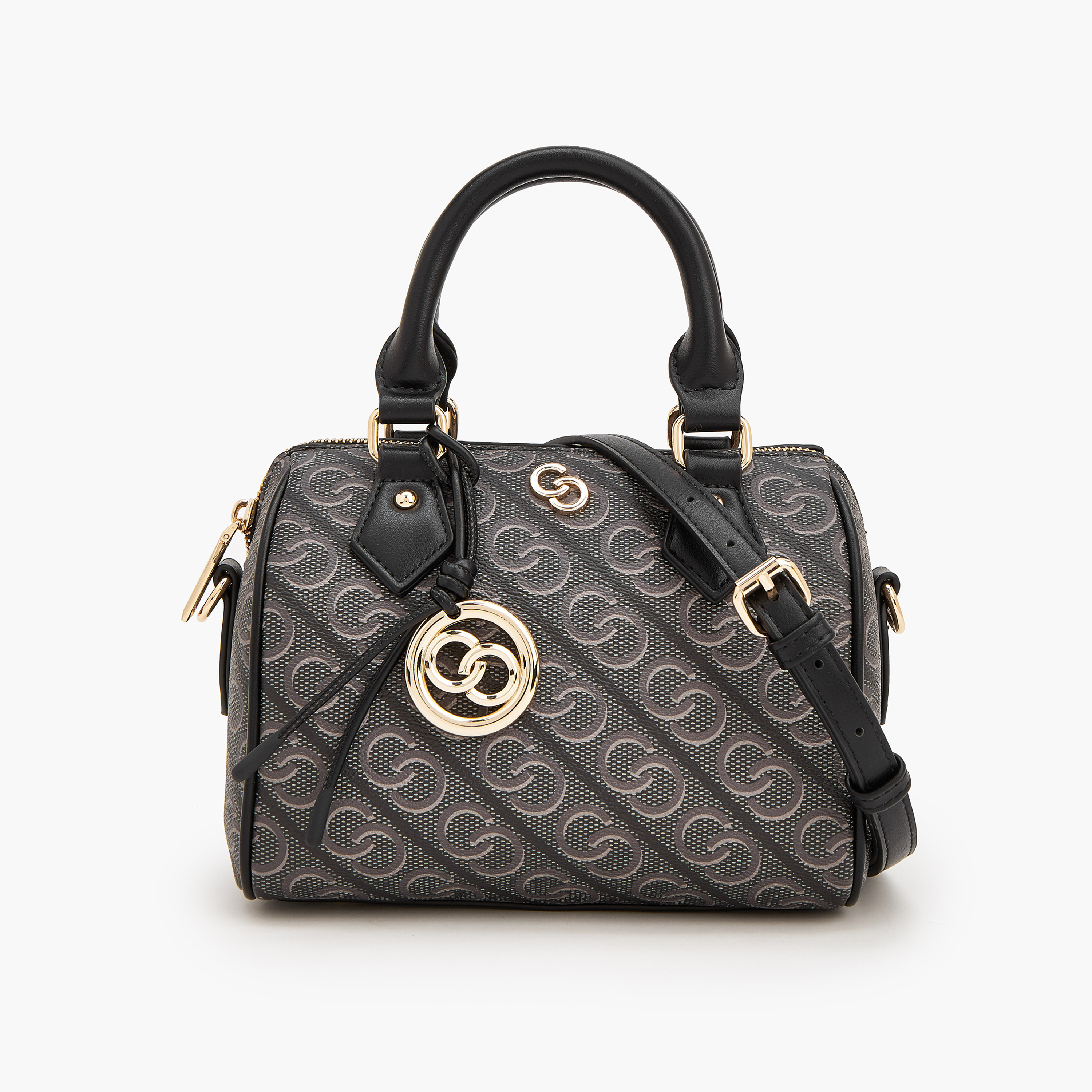 Celeste Monogram Print Bowler Bag with Detachable Strap-women-bagsandwallets-handbags-image-1