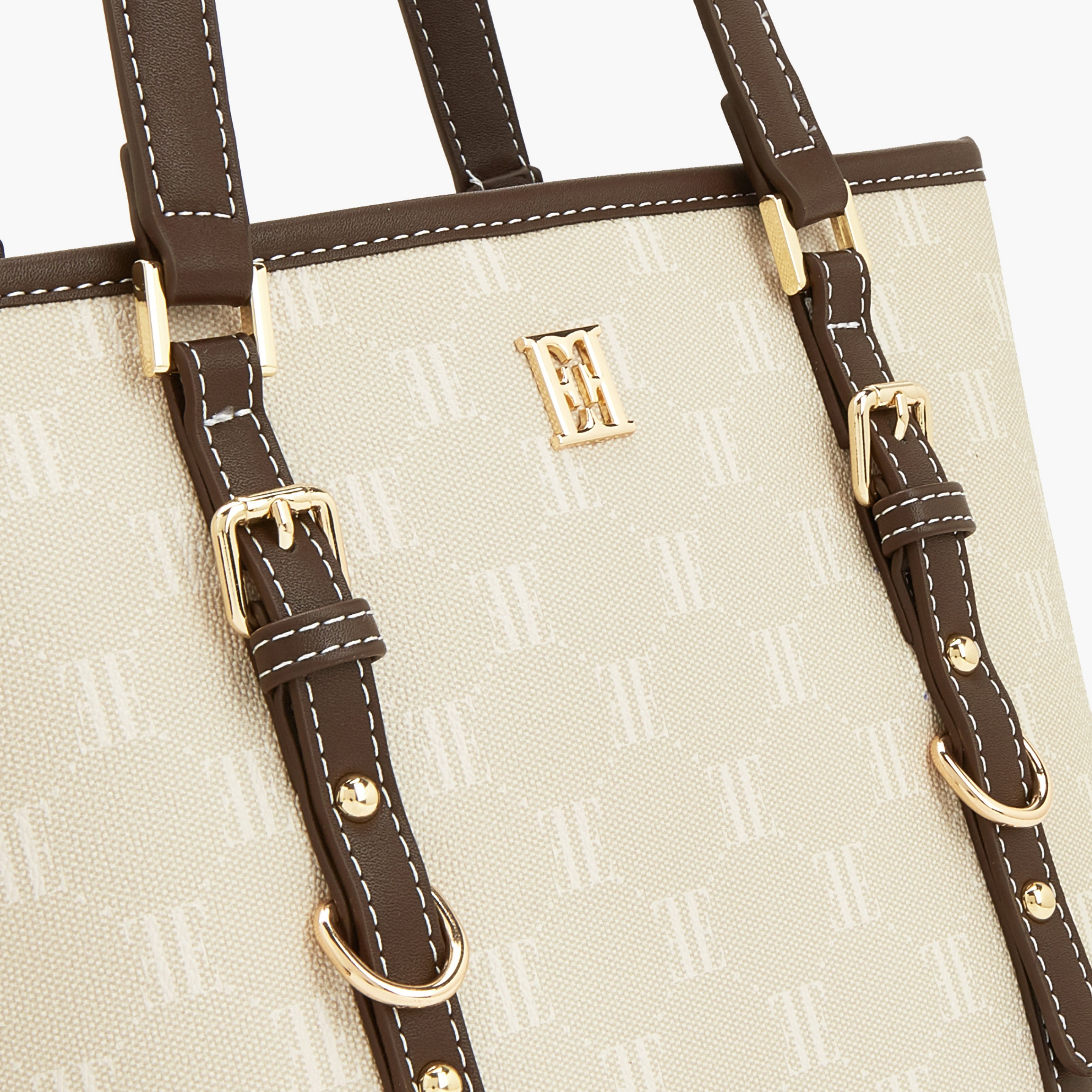 Elle Monogram Print Tote Bag with Zip Closure-women-bagsandwallets-handbags-image-4