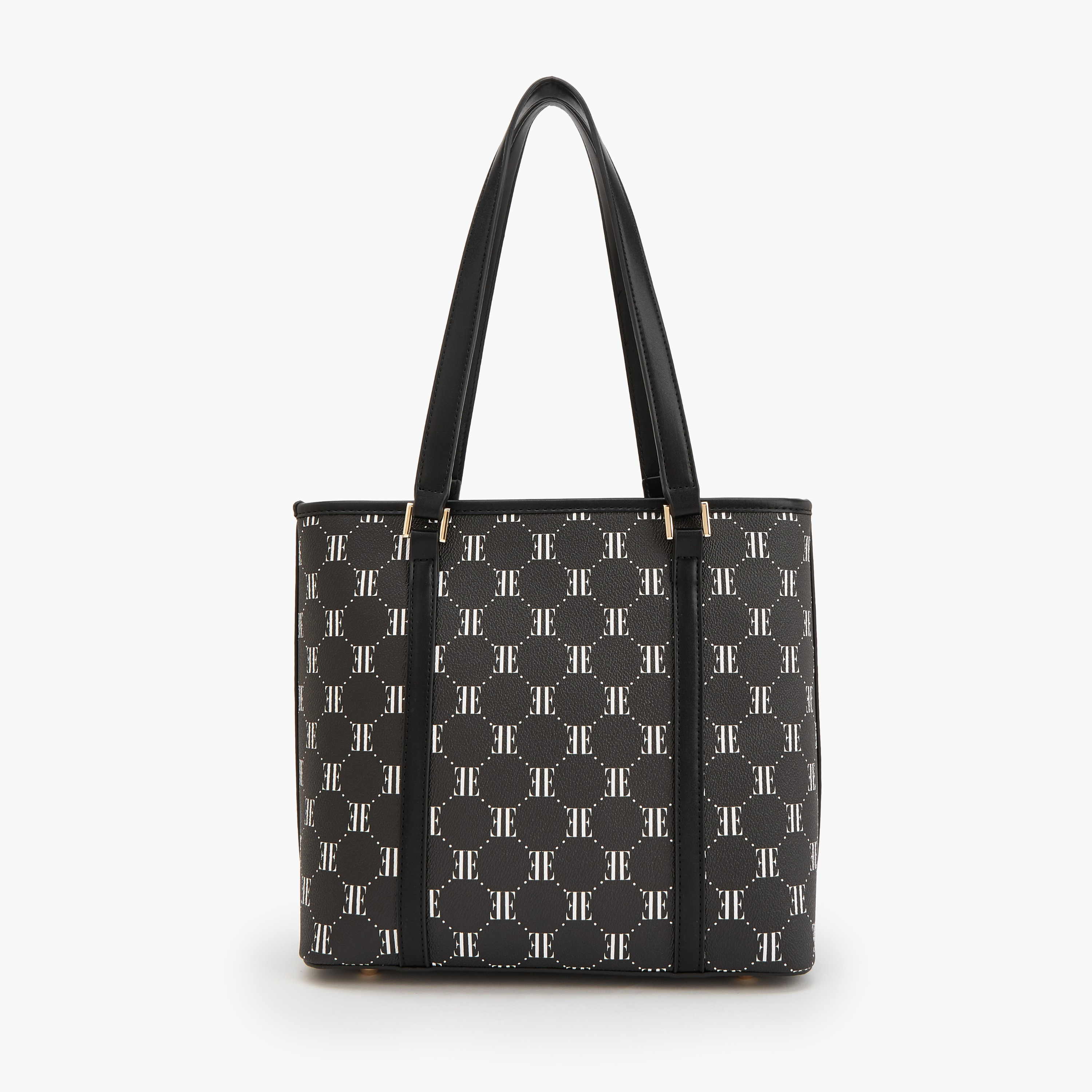 Elle Monogram Print Tote Bag with Zip Closure-women-bagsandwallets-handbags-image-2