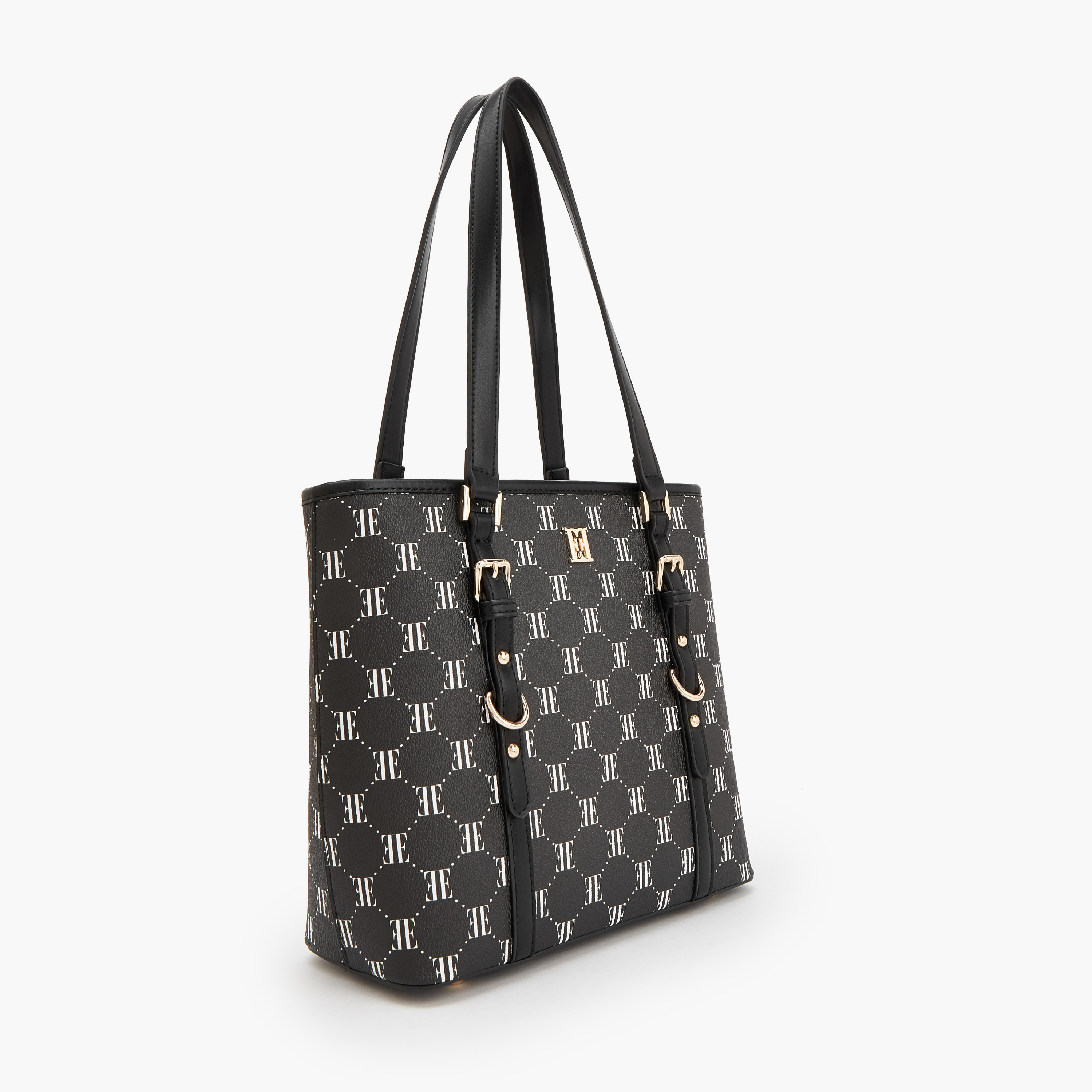 Elle Monogram Print Tote Bag with Zip Closure-women-bagsandwallets-handbags-image-3