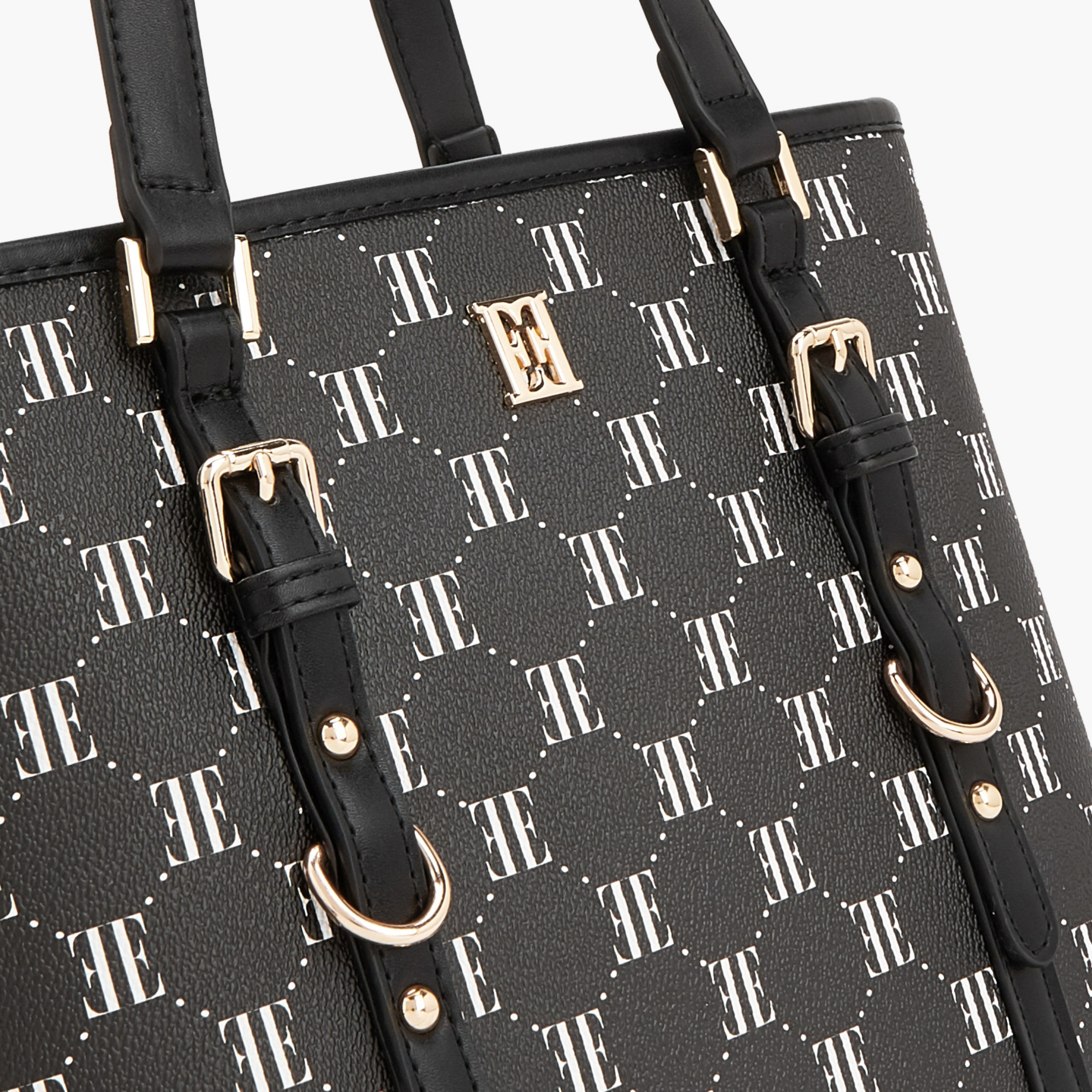 Elle Monogram Print Tote Bag with Zip Closure-women-bagsandwallets-handbags-image-4