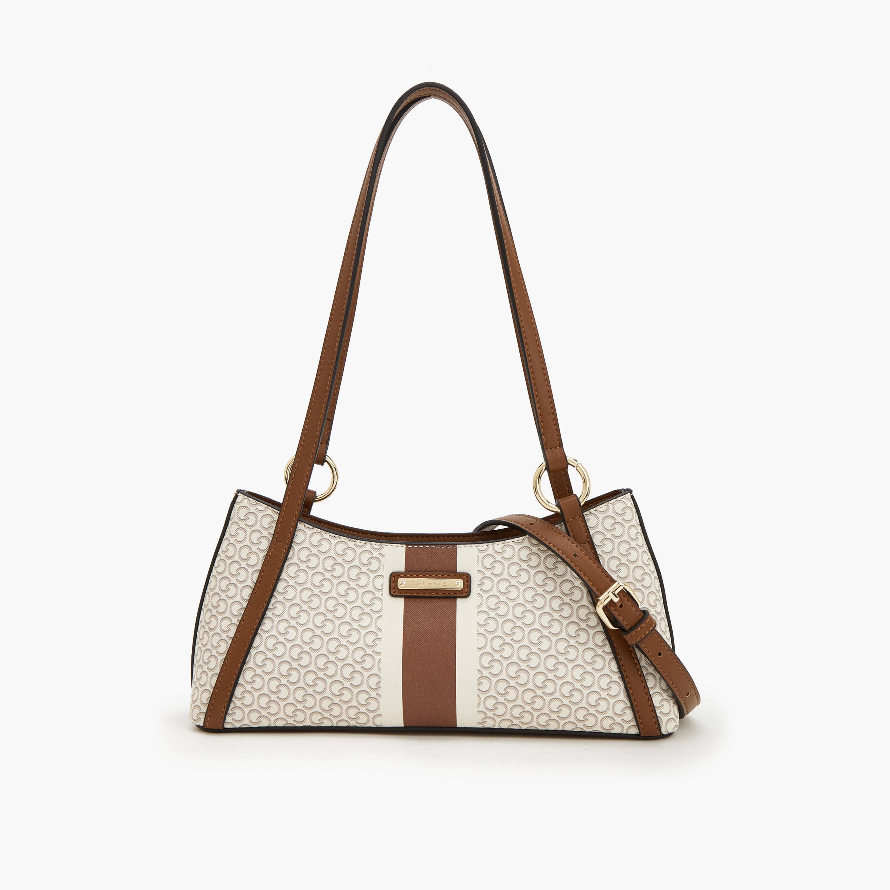 Celeste Monogram Print Shoulder Bag with Detachable Strap-women-bagsandwallets-handbags-image-1