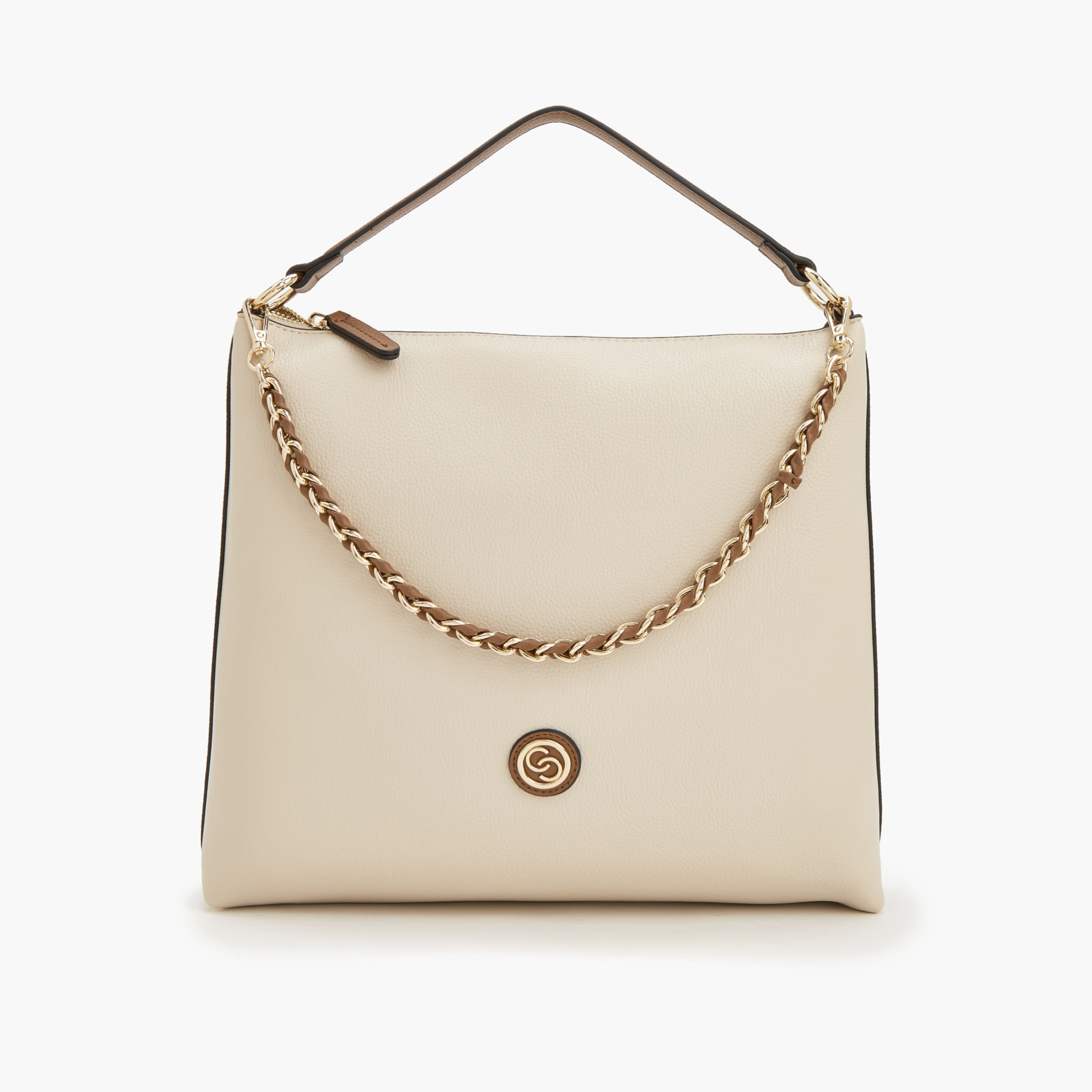 Celeste Textured Shoulder Bag with Chain Accent-women-bagsandwallets-handbags-image-5