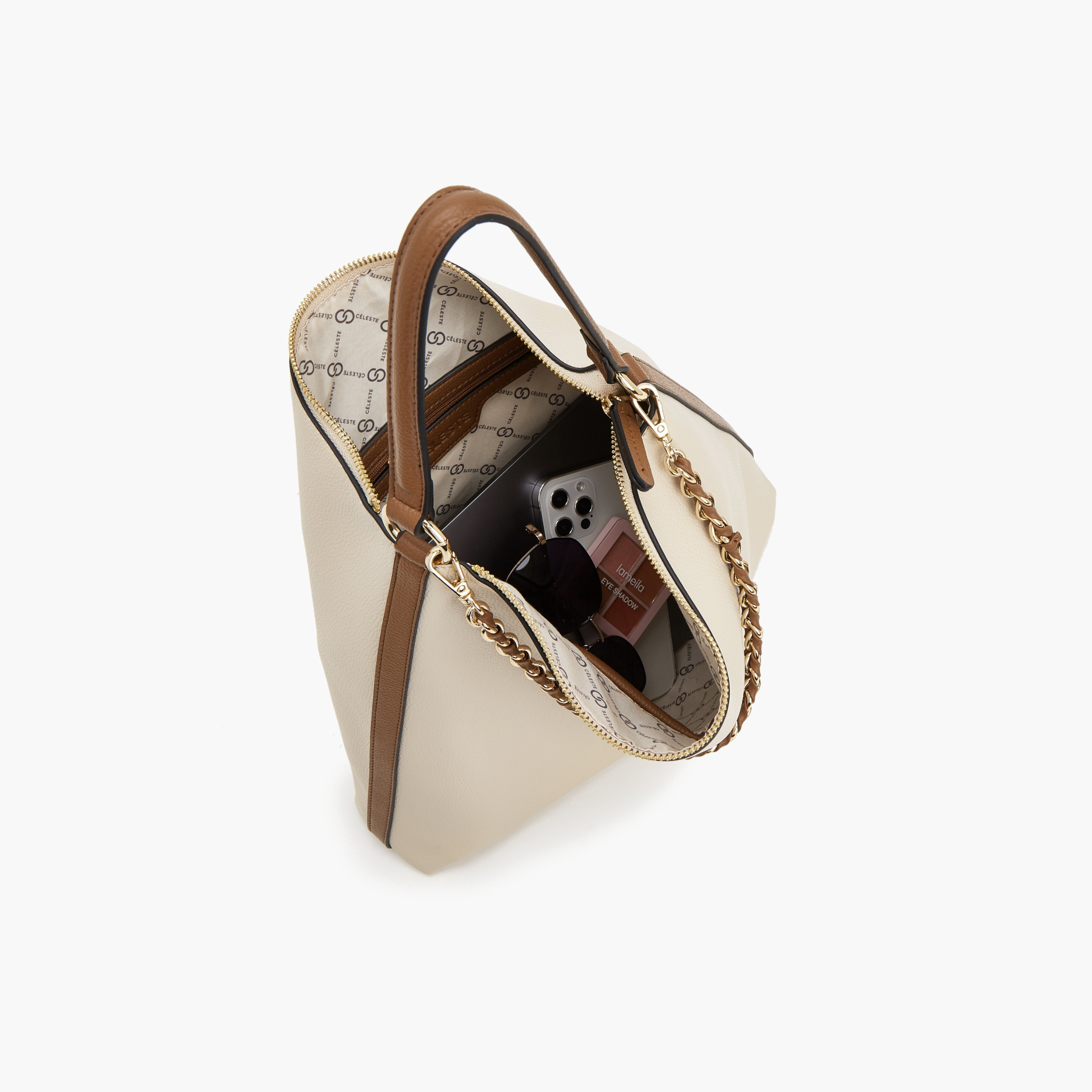 Celeste Textured Shoulder Bag with Chain Accent-women-bagsandwallets-handbags-image-7
