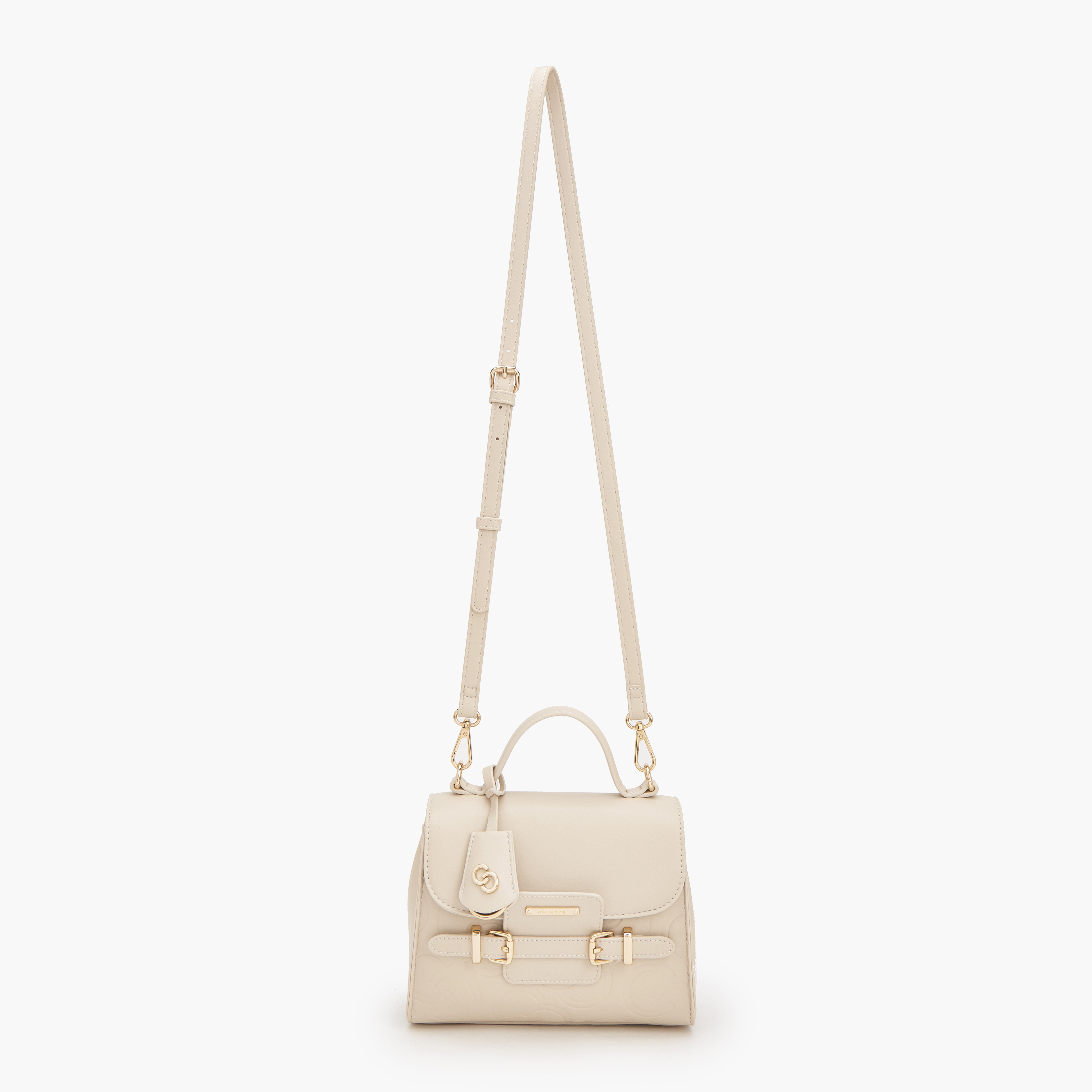 Celeste Monogram Embossed Satchel Bag with Metalli Accent-women-bagsandwallets-handbags-image-5