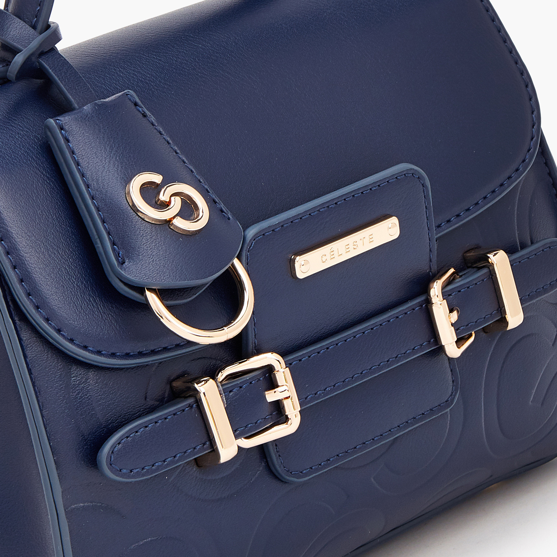 Celeste Monogram Embossed Satchel Bag with Metalli Accent-women-bagsandwallets-handbags-image-3