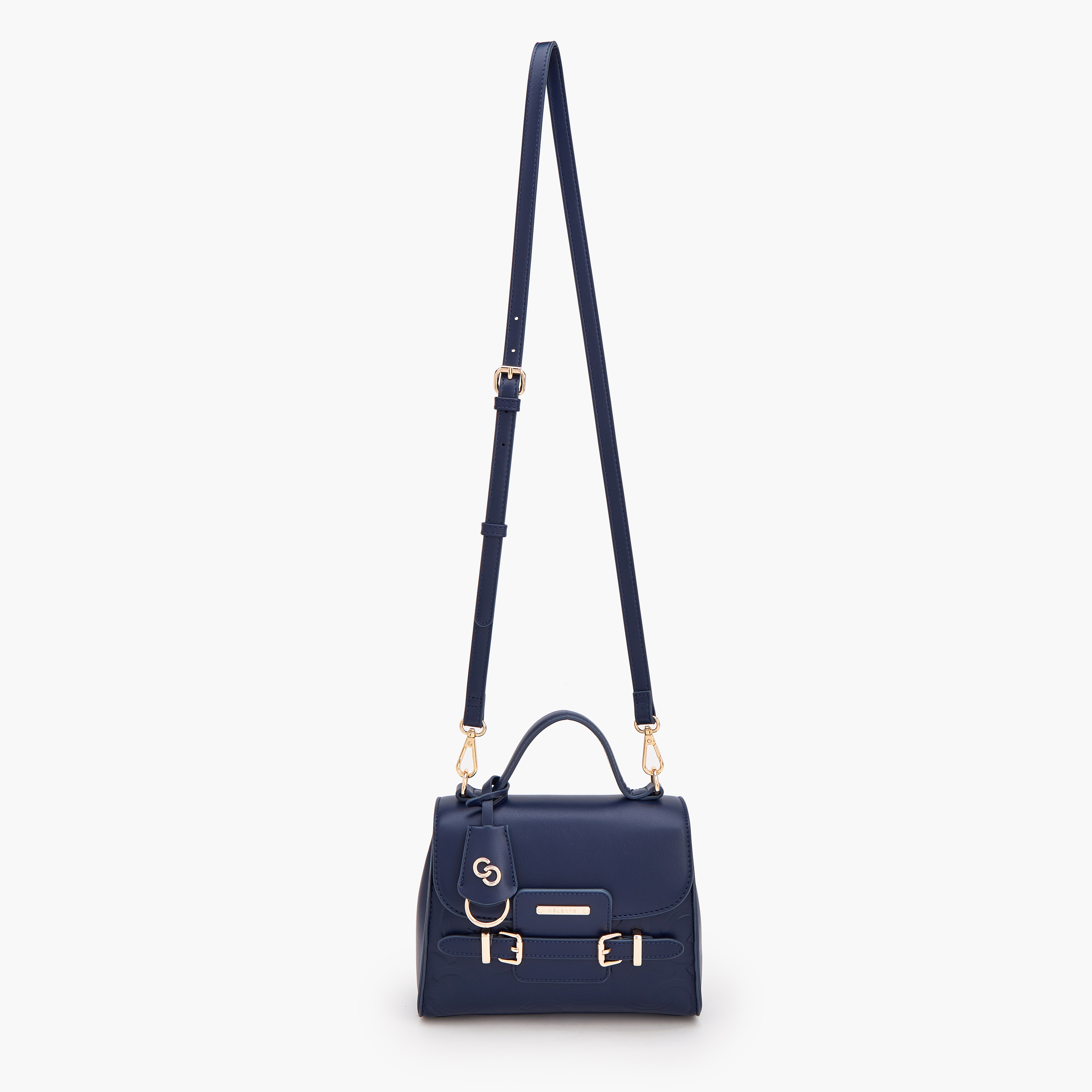 Celeste Monogram Embossed Satchel Bag with Metalli Accent-women-bagsandwallets-handbags-image-5