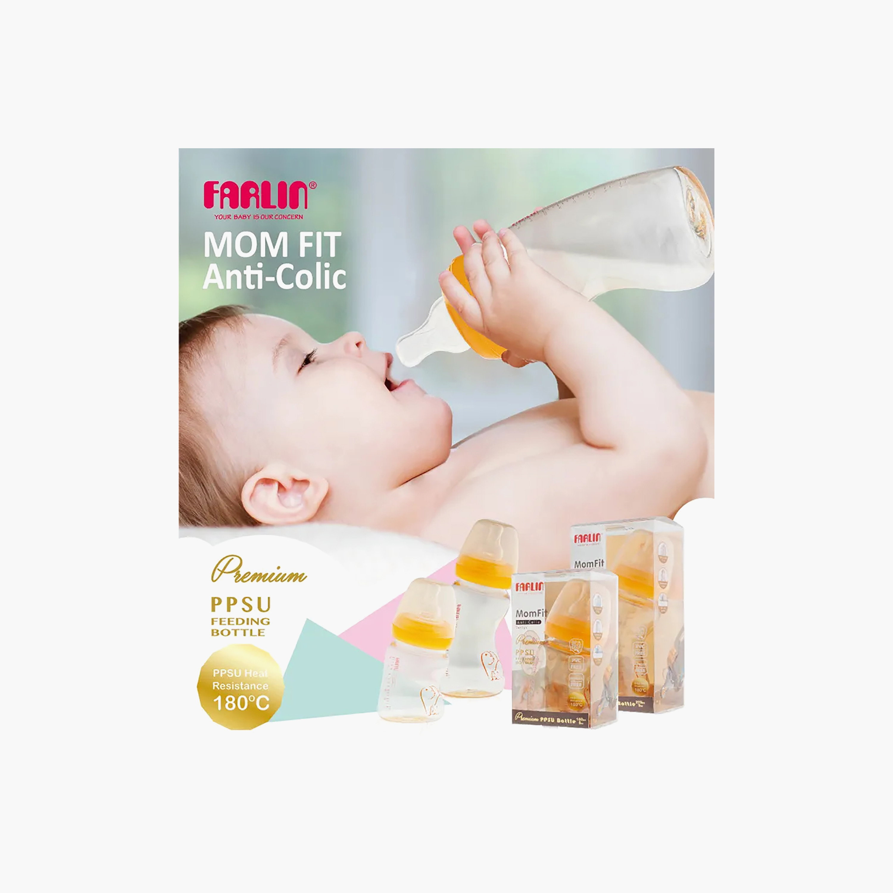 Farlin PPSU Anti-Colic Feeding Bottle - 180 ml-baby-feeding-feedingbottles-bottlesandteats-image-3