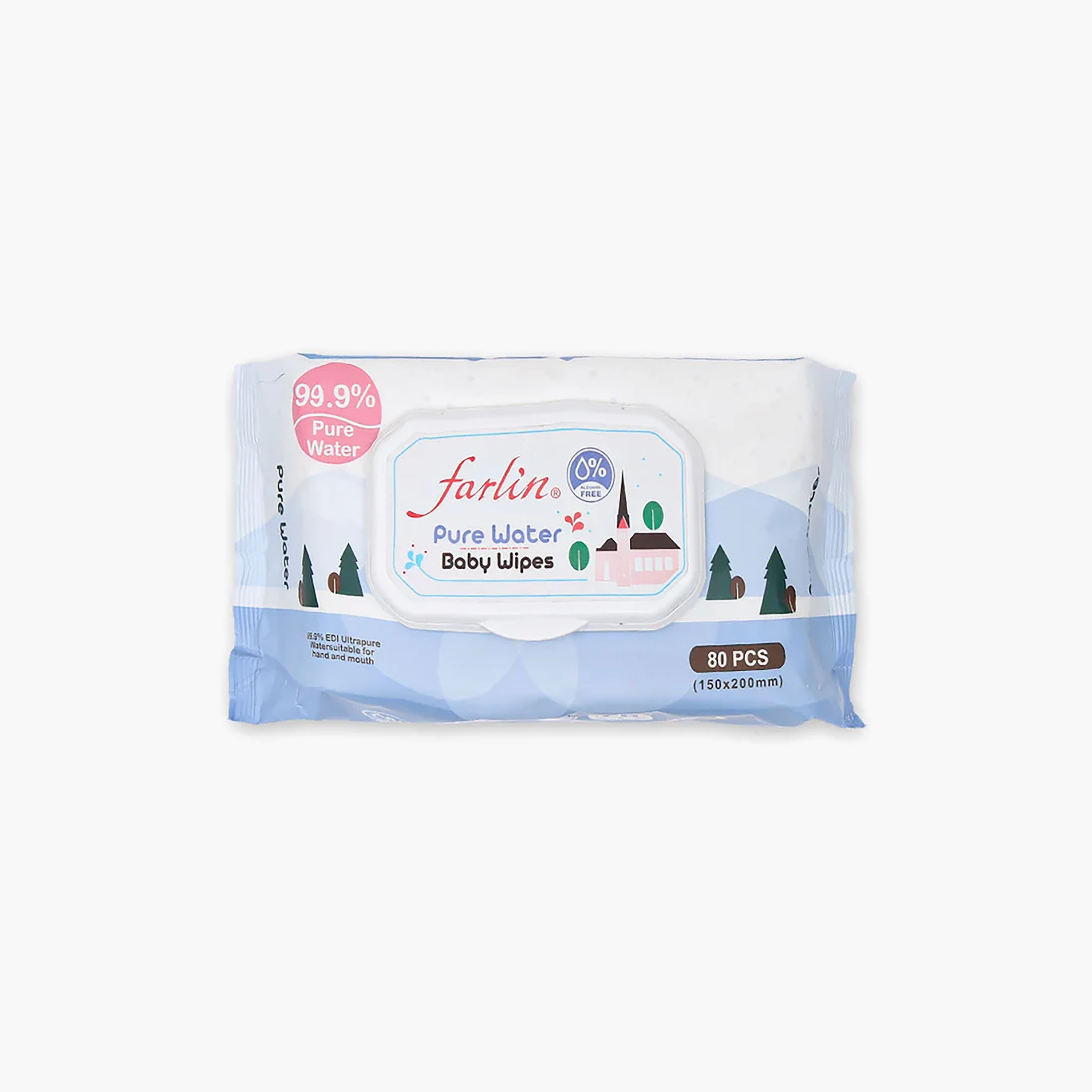 مناديل مبللة للأطفال بماء نقي (80 منديل) من فارلين-baby-diapering-babywipes-image-1