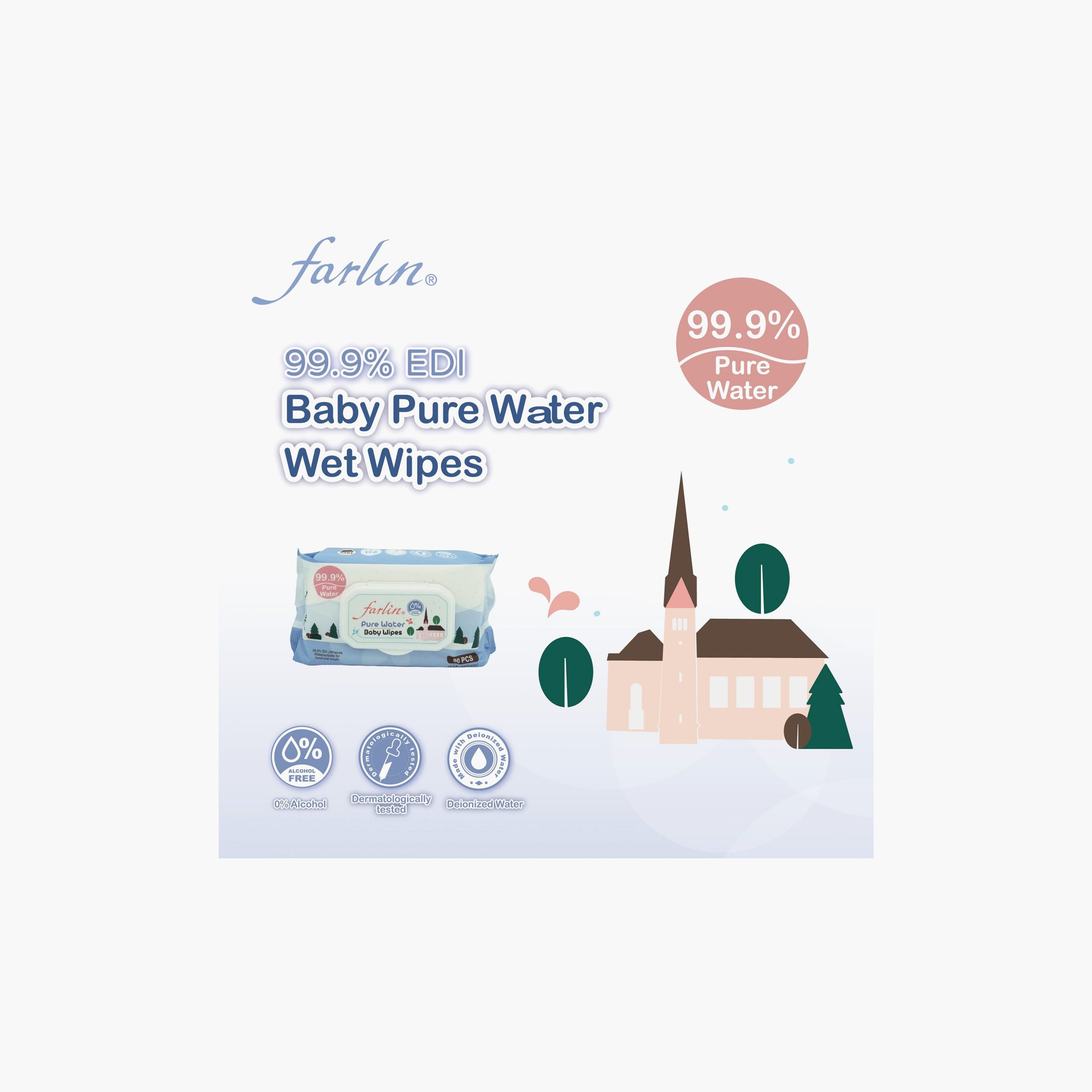 مناديل مبللة للأطفال بماء نقي (80 منديل) من فارلين-baby-diapering-babywipes-image-2
