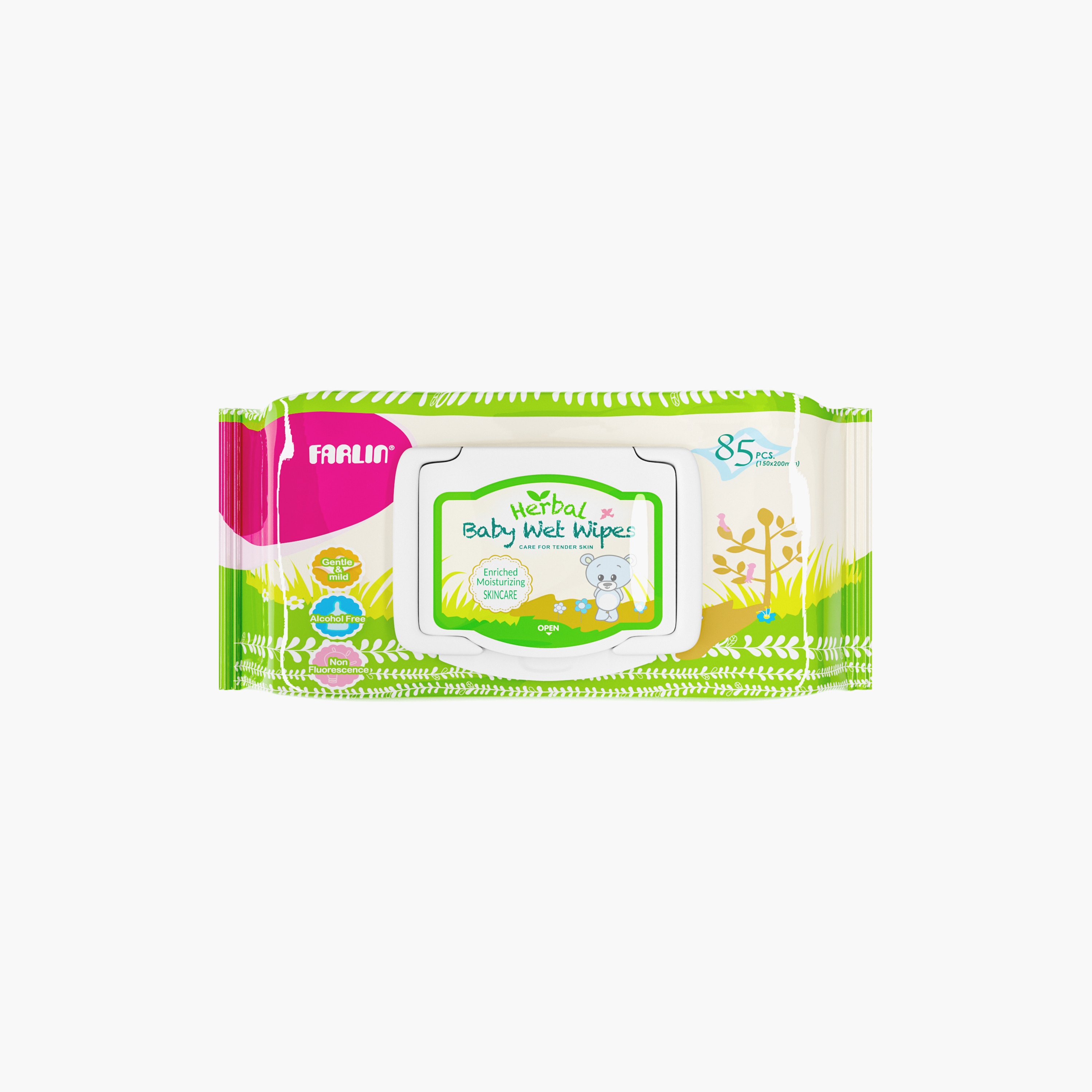 مناديل مبللة للأطفال بخلاصة الأعشاب (85 منديل) من فارلين-baby-diapering-babywipes-image-1
