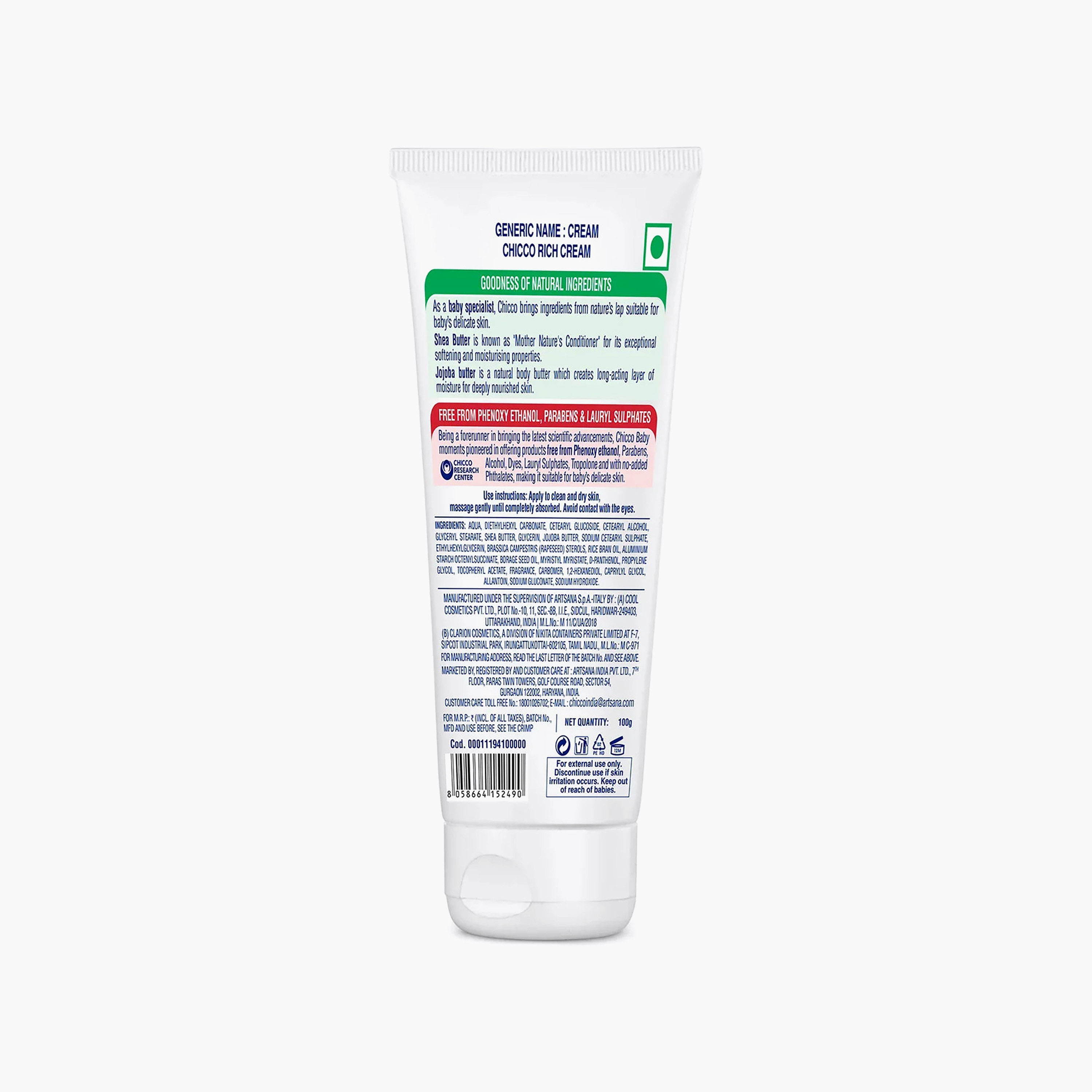 Chicco Baby Cream with Shea and Jojoba Butter, 100 ml-baby-bathandcare-hairbodyskincare-lotionsandcreams-image-3