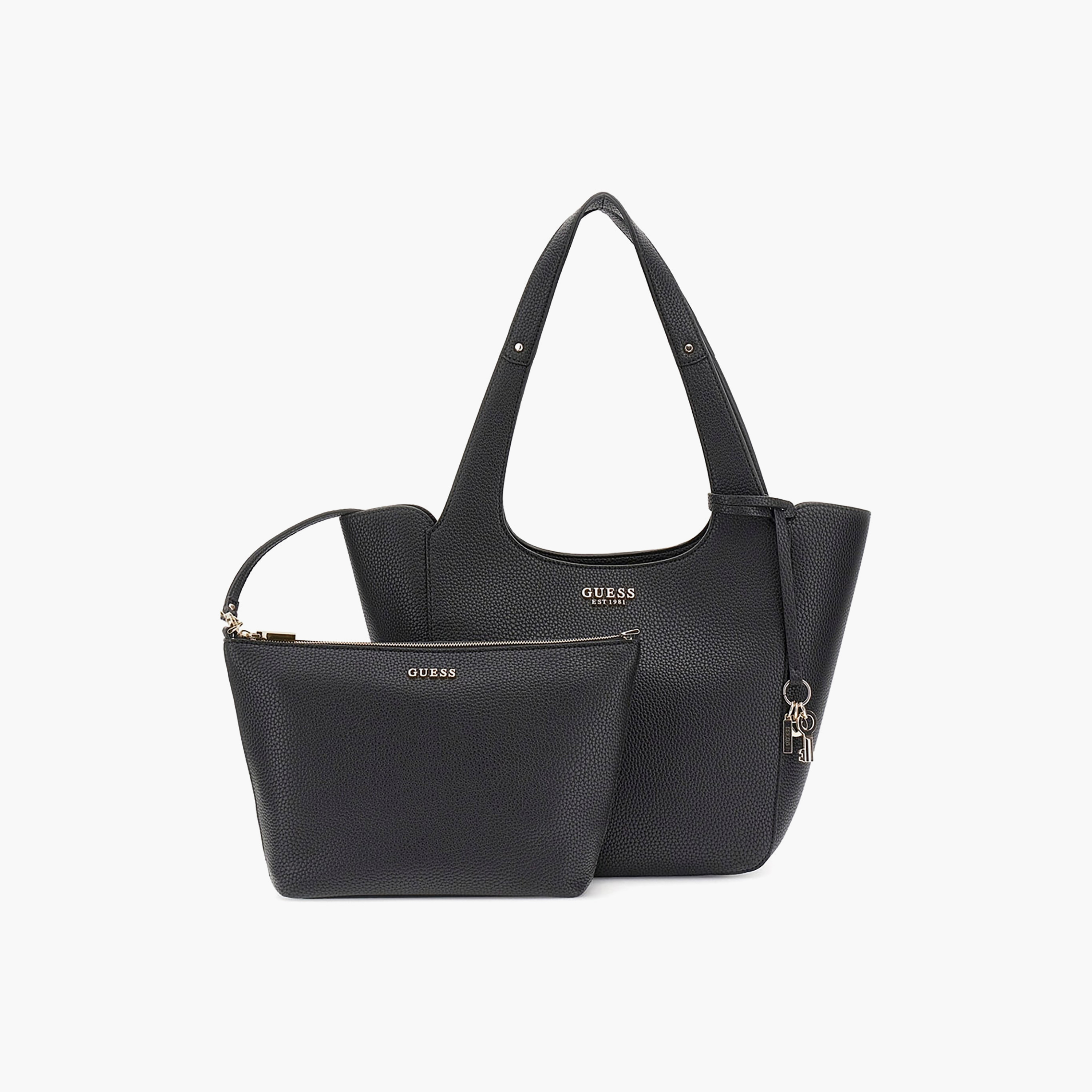 Guess Calista Pebbled Texture Double Handle Tote Bag & Pouch with Magnetic Closure-women-bagsandwallets-handbags-image-1