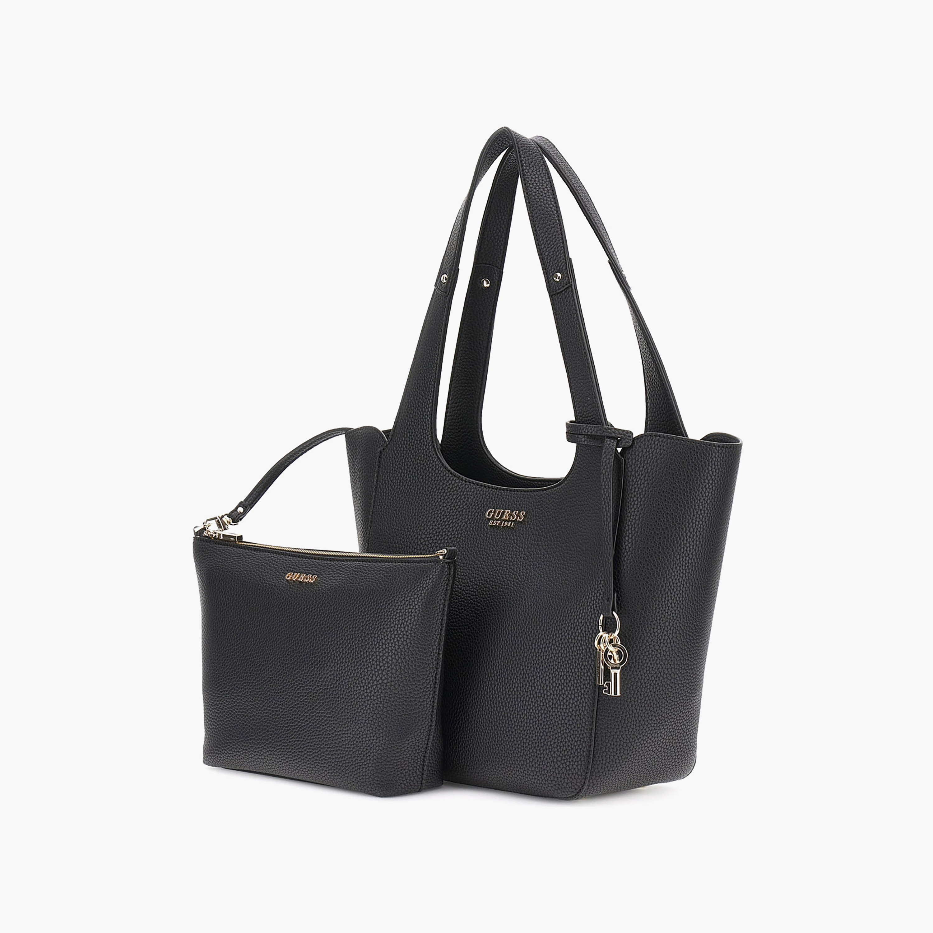 Guess Calista Pebbled Texture Double Handle Tote Bag & Pouch with Magnetic Closure-women-bagsandwallets-handbags-image-3