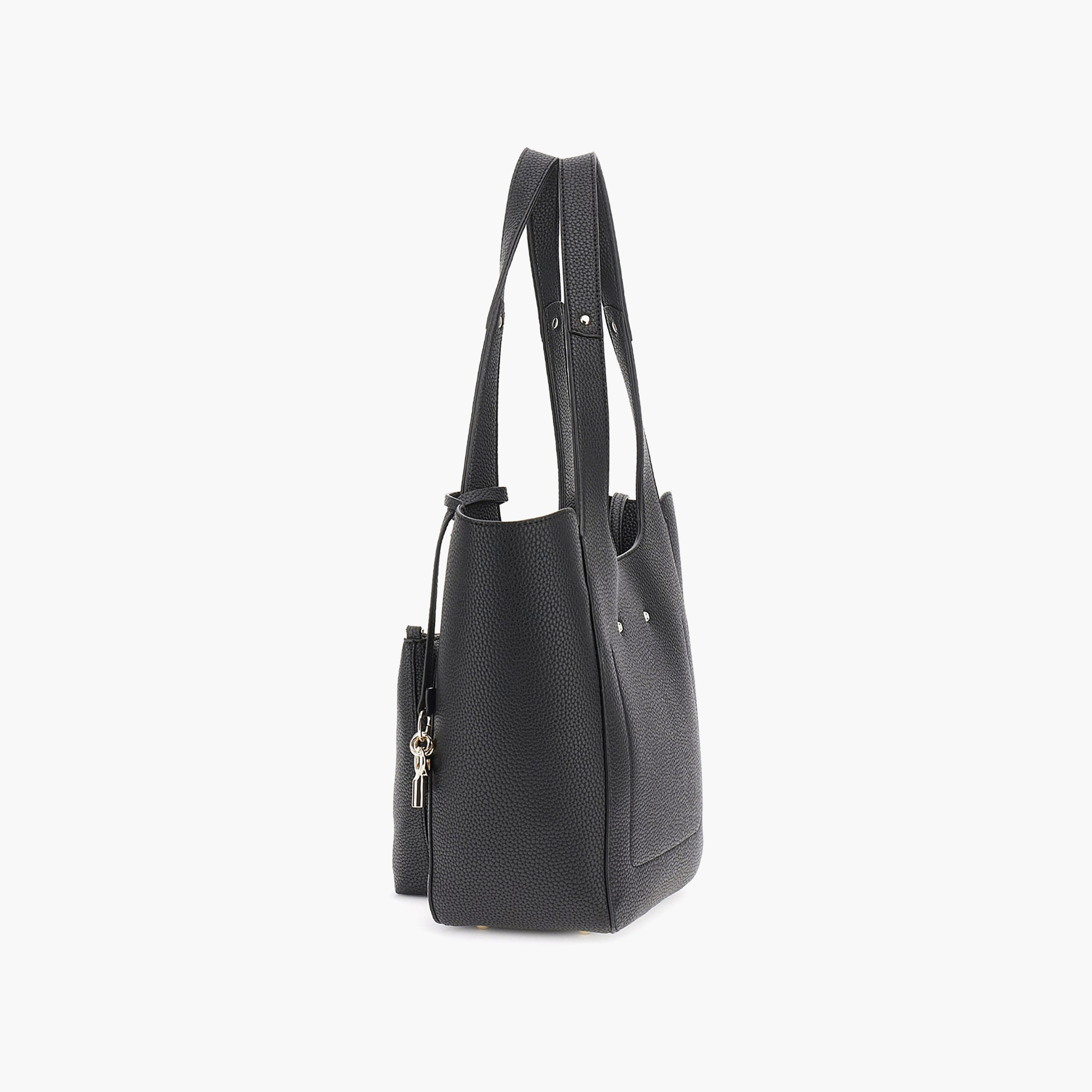 Guess Calista Pebbled Texture Double Handle Tote Bag & Pouch with Magnetic Closure-women-bagsandwallets-handbags-image-4