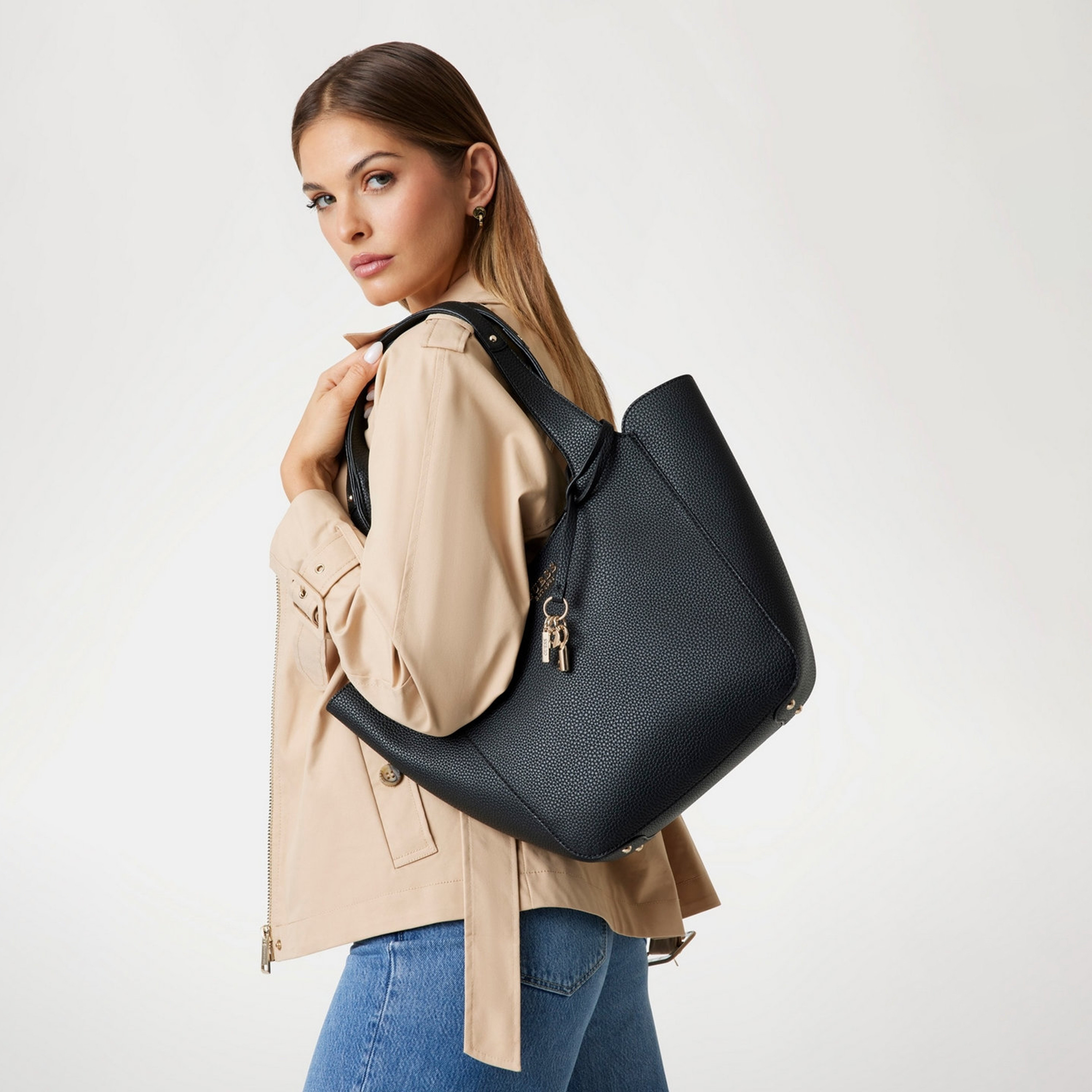 Guess Calista Pebbled Texture Double Handle Tote Bag & Pouch with Magnetic Closure-women-bagsandwallets-handbags-image-7