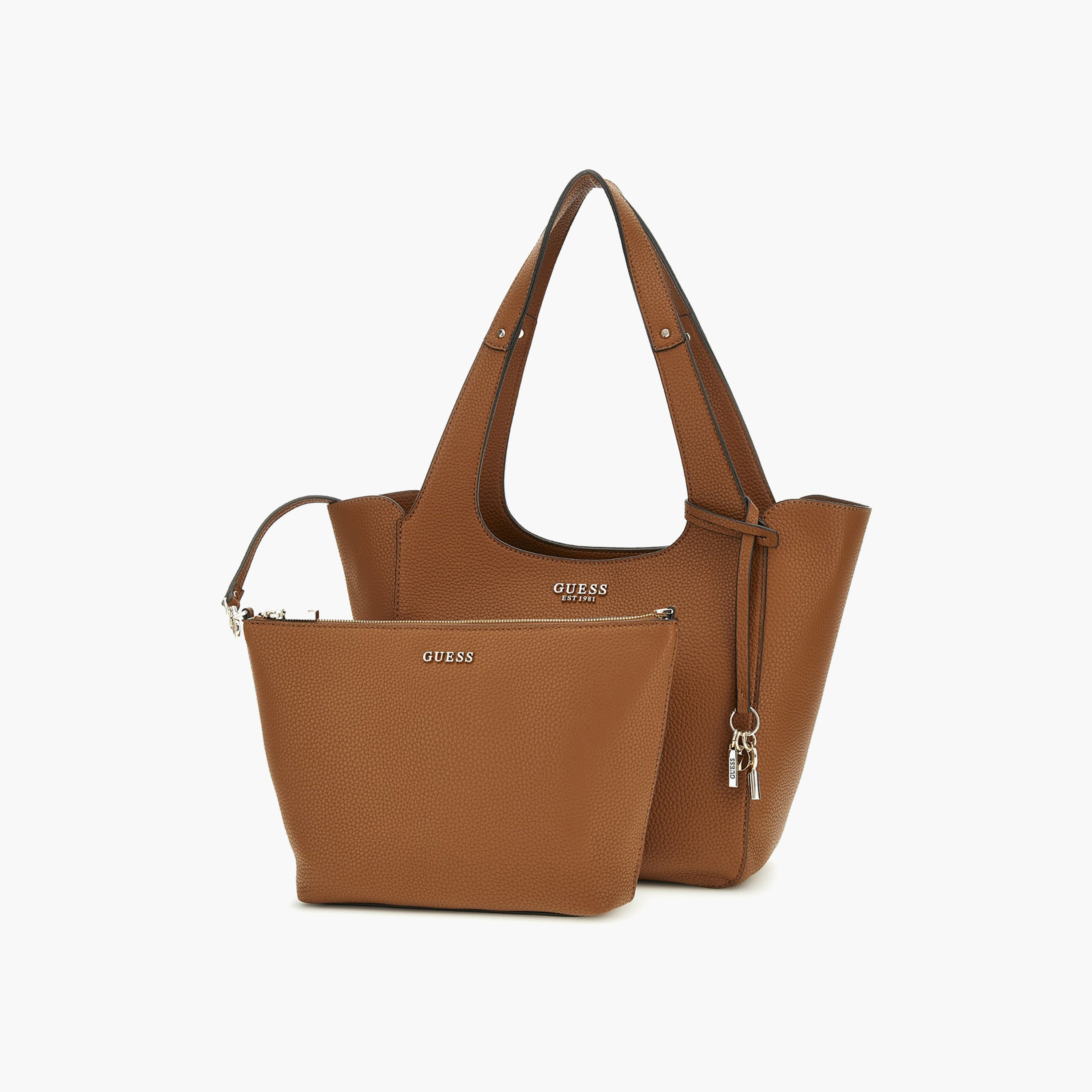 Guess Calista Pebbled Texture Double Handle Tote Bag & Pouch with Magnetic Closure-women-bagsandwallets-handbags-image-1