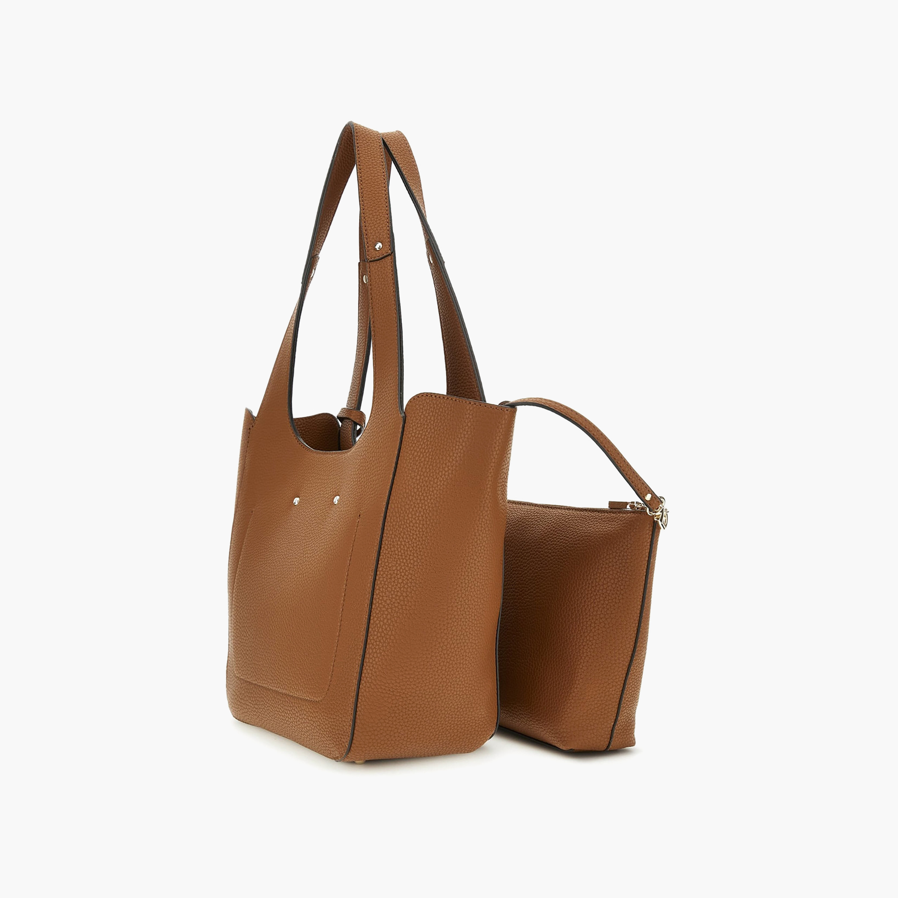 Guess Calista Pebbled Texture Double Handle Tote Bag & Pouch with Magnetic Closure-women-bagsandwallets-handbags-image-4